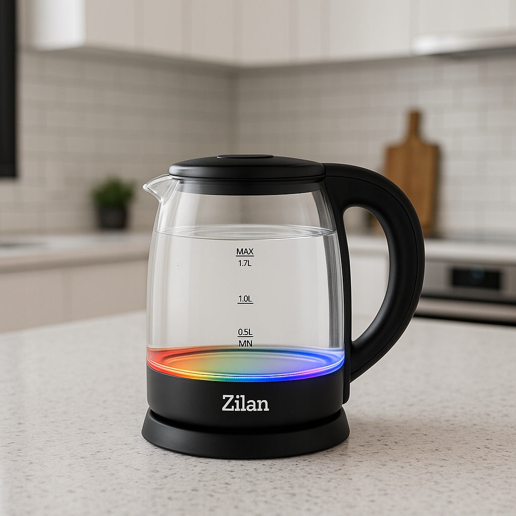 ELECTRIC KETTLE GLASS TEMPERATURE CONTROL 5 COLORS LED 2200W Manufacturer code ZLN3956