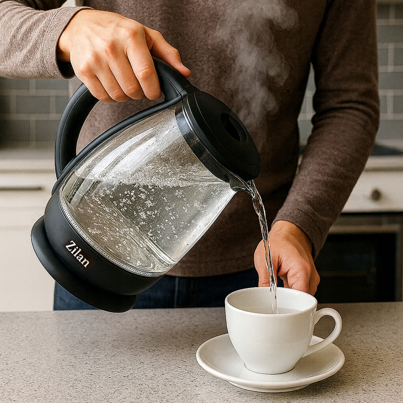 ELECTRIC KETTLE GLASS TEMPERATURE CONTROL 5 COLORS LED 2200W Model ZLN3956