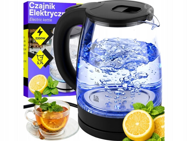 ELECTRIC KETTLE GLASS WIRELESS BACKLIT LED 1,7L 2200W STRONG Model OR1296