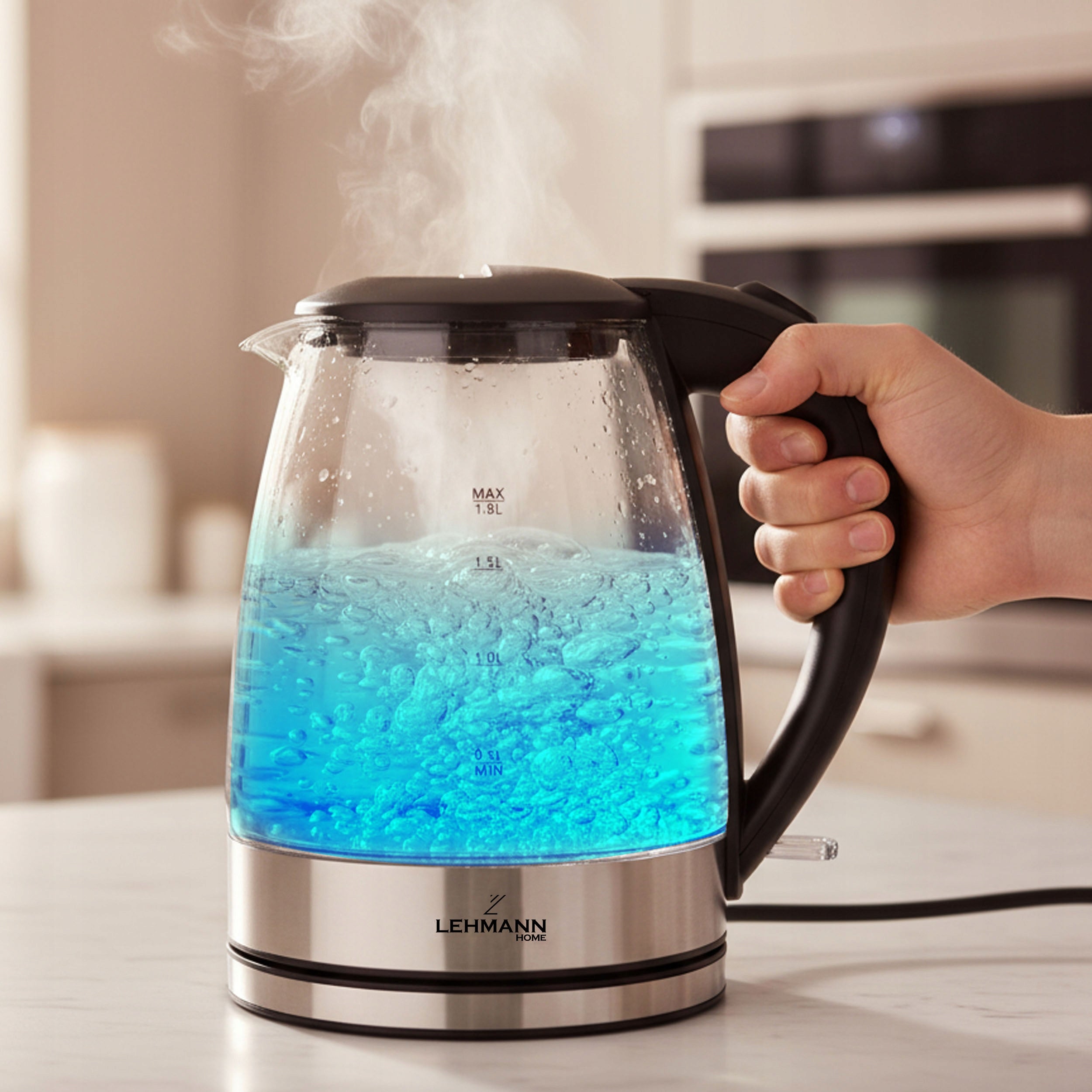 ELECTRIC KETTLE GLASS WIRELESS BACKLIT WITH LED 2L POWERFUL 2200W Packaging status original