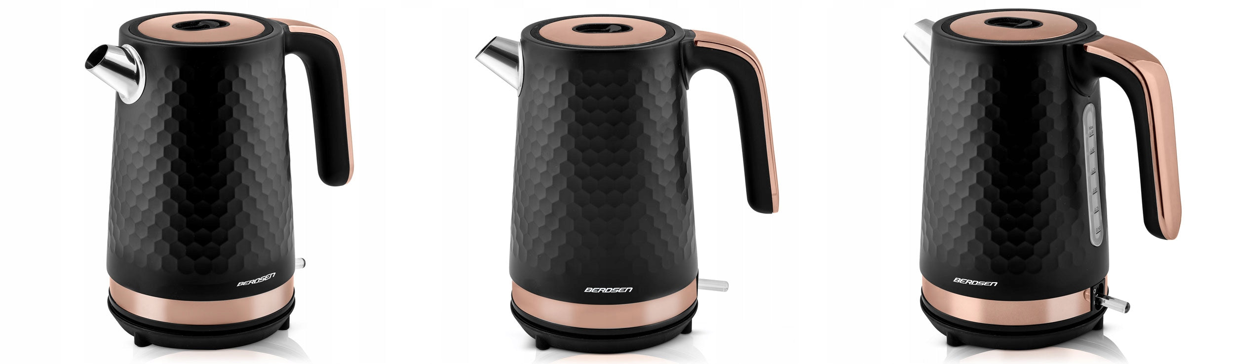 ELECTRIC KETTLE METAL BLACK GOLD CORDLESS 1,7L BERDSEN 2200W Capacity 1.7 l