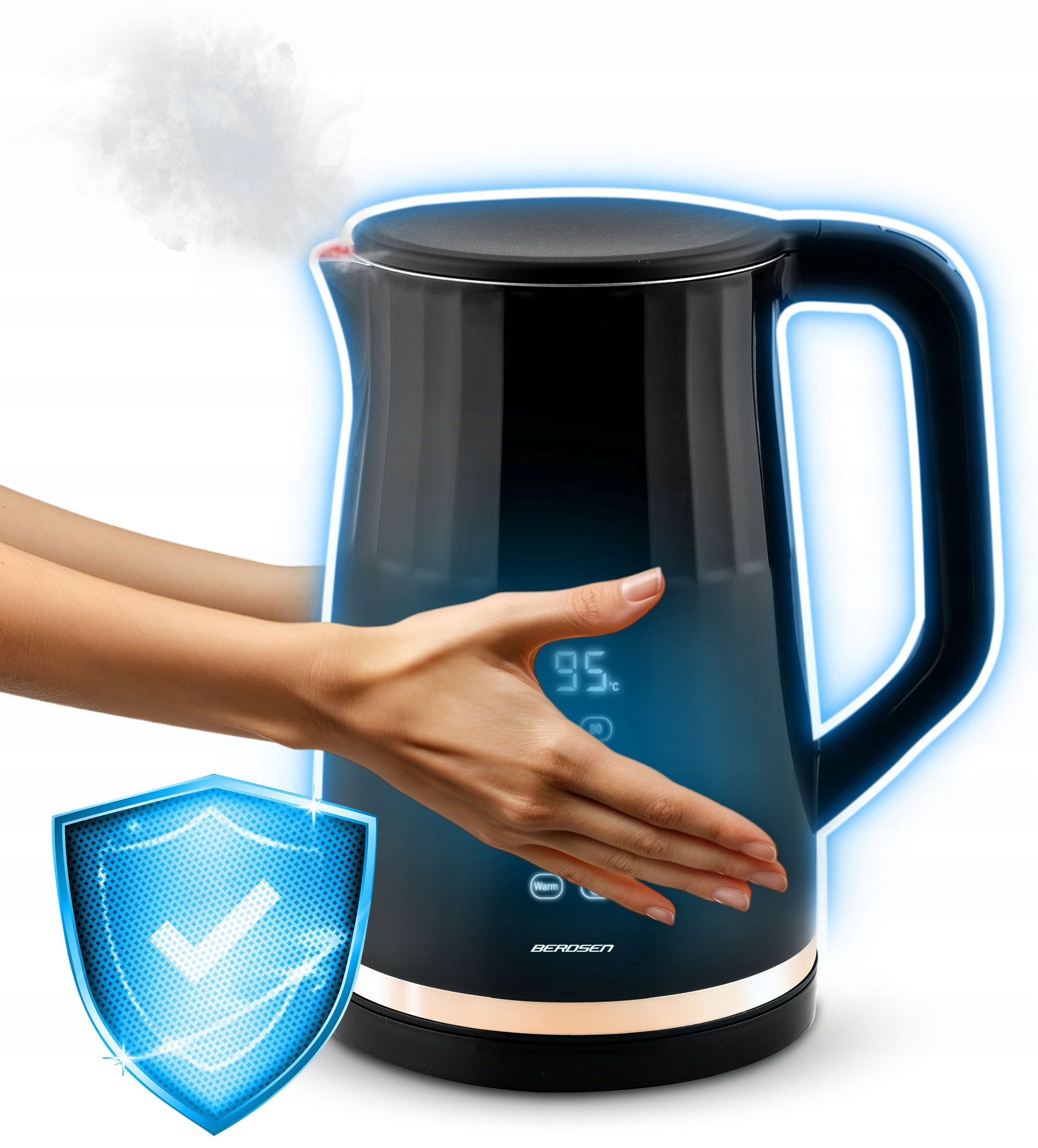 ELECTRIC KETTLE TEMPERATURE CONTROL 2200W TOUCH PANEL 1,7L BERDSEN Power 2200 W