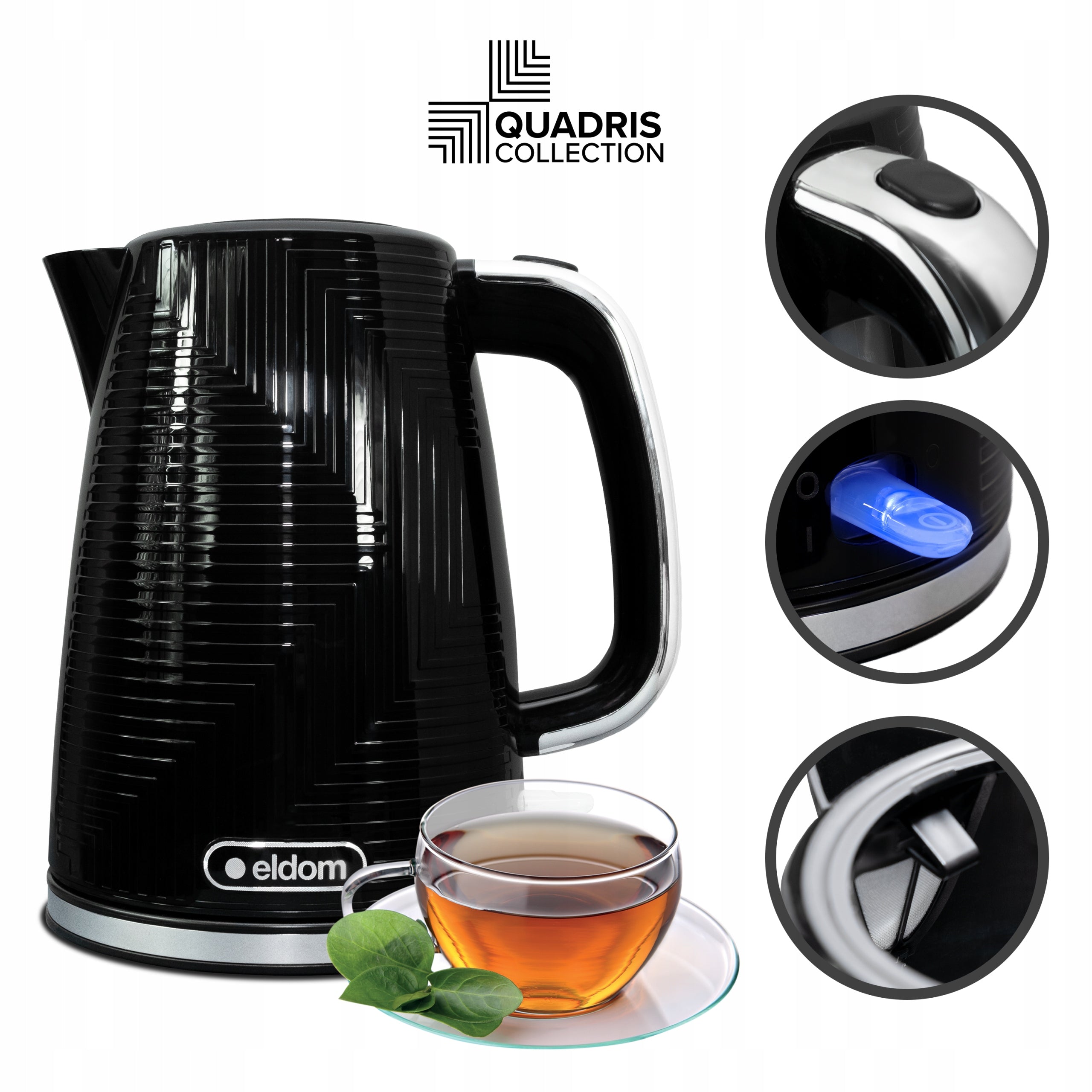 ELECTRIC KETTLE WIRELESS BLACK 2200W 1,7l STRIX ELDOM C320C Packaging status original