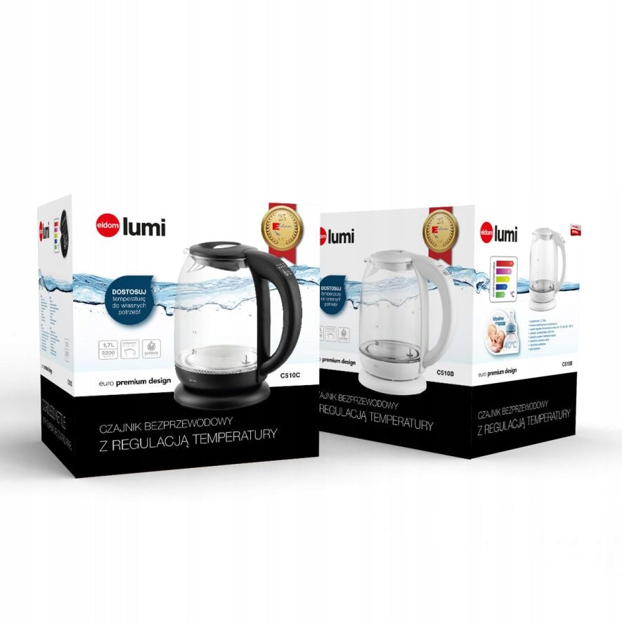 ELECTRIC KETTLE WIRELESS GLASS C510 2200W 1,7l WHITE Model C510B