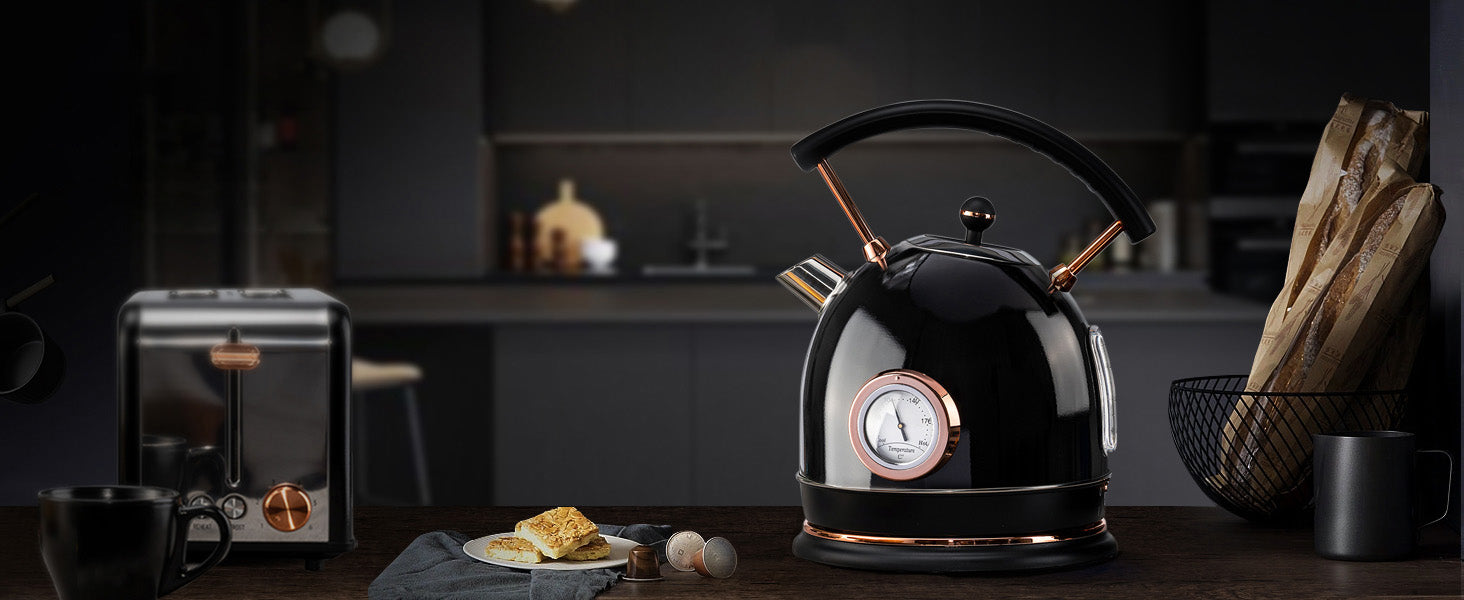 ELECTRIC KETTLE WIRELESS LED FASHIONABLE 1,8L 1500W INOX WITH THERMOMETER Dominant color black