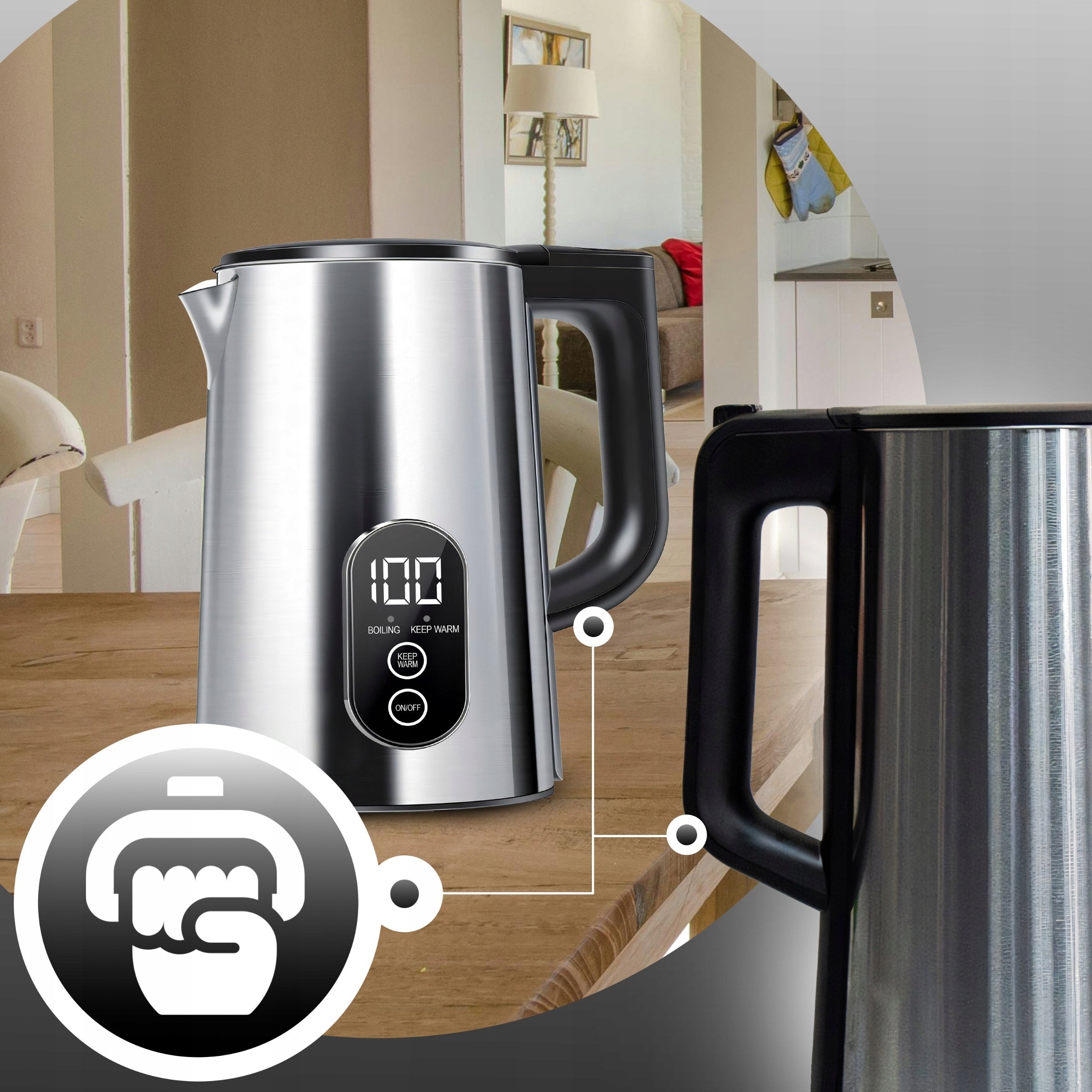 ELECTRIC KETTLE WIRELESS TOUCH 1800W TEMPERATURE CONTROL 1,8L Power 1800 W