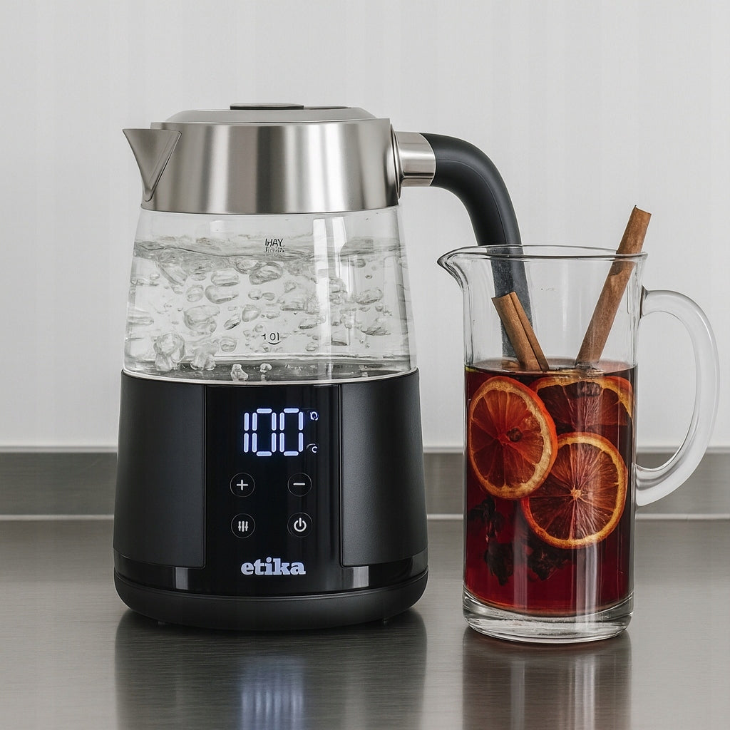 ELECTRIC KETTLE WITH TEMPERATURE CONTROL GLASS STRONG 1,7 L 2200W Brand Etika