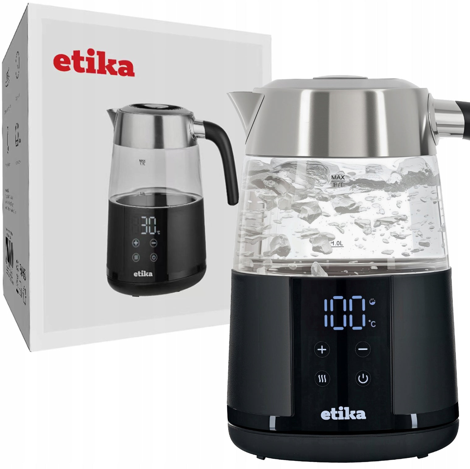 ELECTRIC KETTLE WITH TEMPERATURE CONTROL GLASS STRONG 1,7 L 2200W