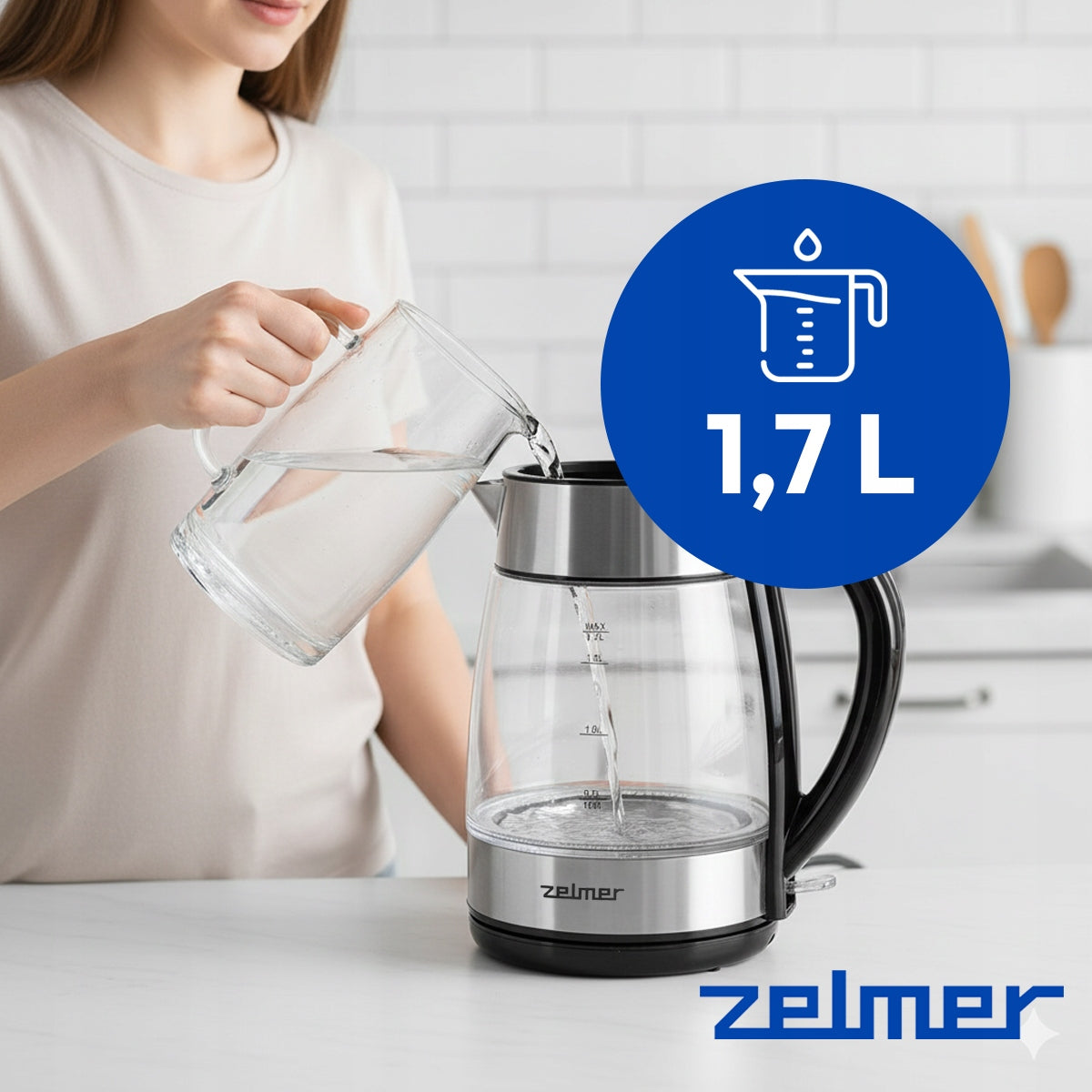 ELECTRIC KETTLE ZELMER WIRELESS WITH BACKLIGHT FILTER 1,7L 2200W Packaging status original