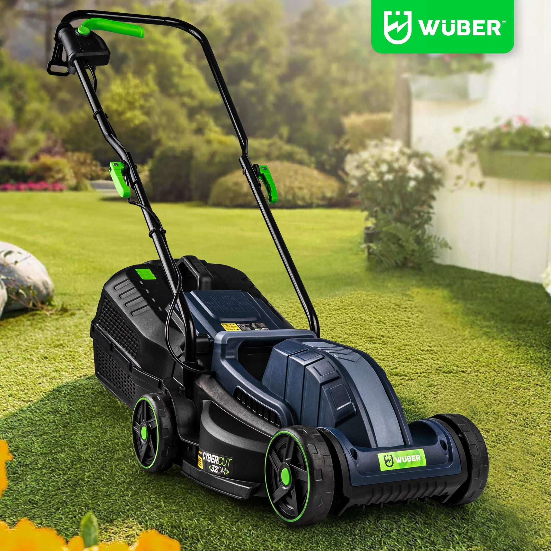 ELECTRIC LAWN MOWER WITH ADJUSTABLE 20-60MM FOR GRASS LIGHT STRONG 30L-BASKET 32CM Brand Wuber