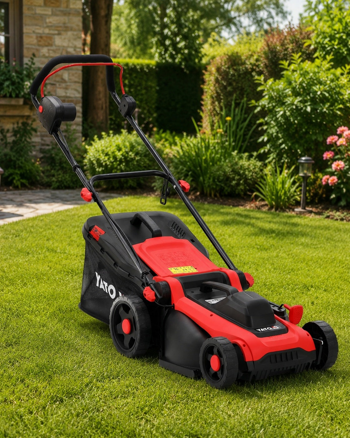 ELECTRIC LAWNMOWER 1800W CUTTING WIDTH 40CM GRASS CATCHER 40L ADJUSTABLE HEIGHT Manufacturer code YT-851992