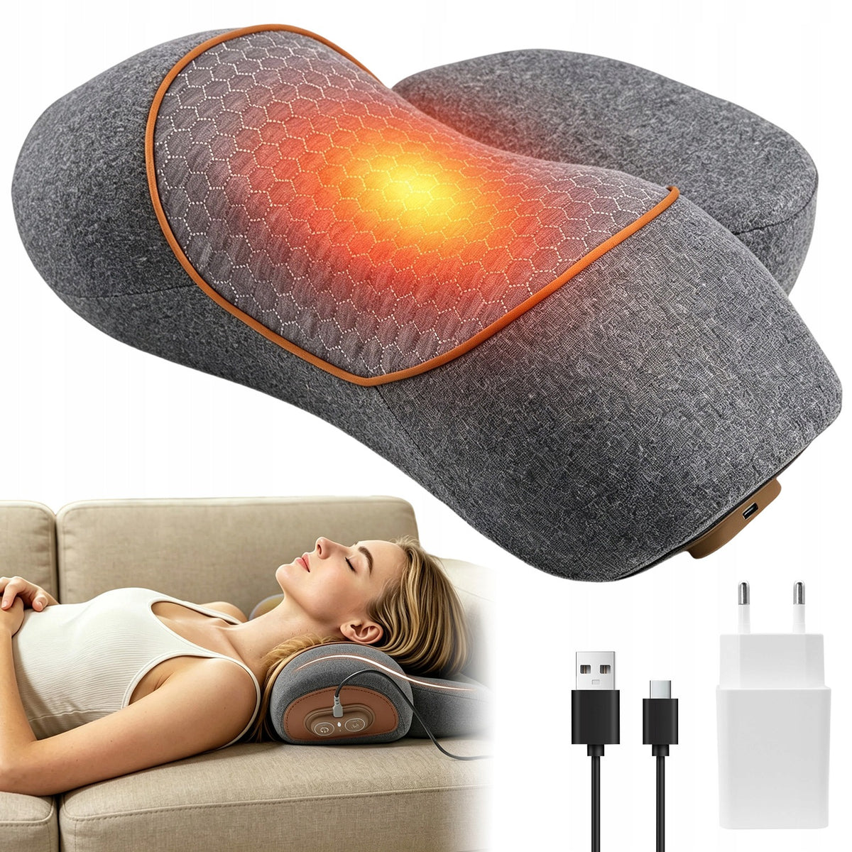 ELECTRIC MASSAGE PILLOW NECK MASSAGER WITH HEATING FOR HOME USB