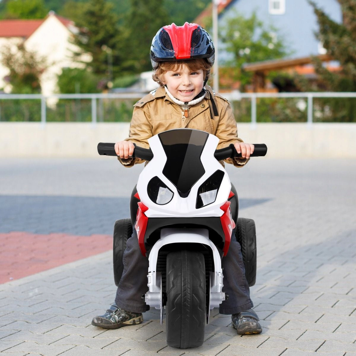 ELECTRIC MOTORCYCLE FOR KIDS 3-WHEEL RIDING WITH MUSIC Batteries included yes
