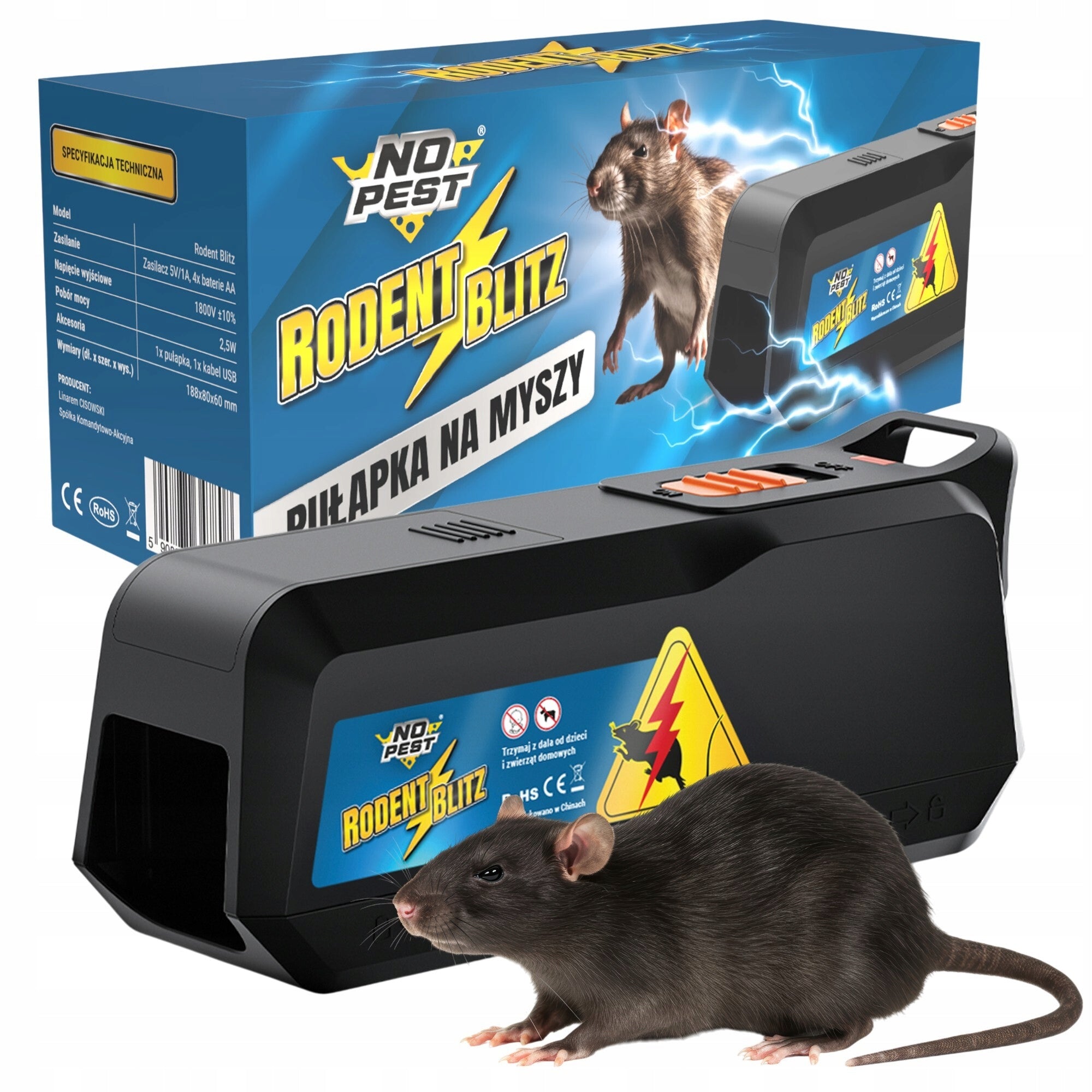 ELECTRIC MOUSETRAP RATS NO PEST GLARING HUMANITARIAN PAW 1800V