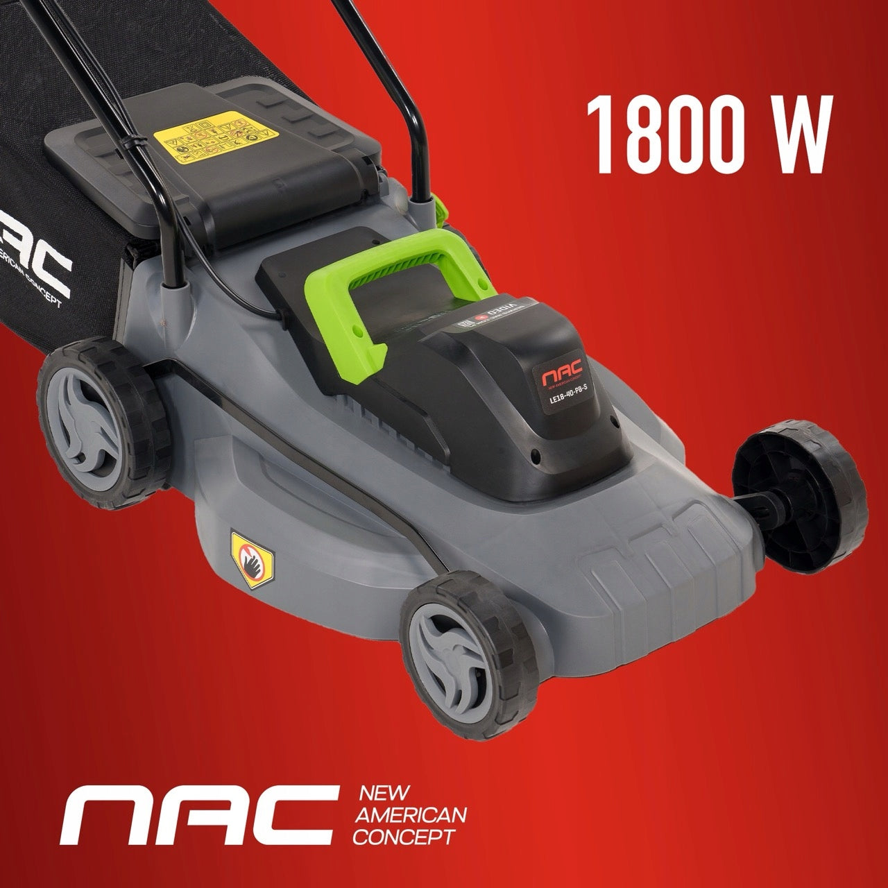 ELECTRIC MOWER NAC 1800W 40CM BASKET 30L LIGHT REAR EJECTION AND FOR BASKET Basket with a basket