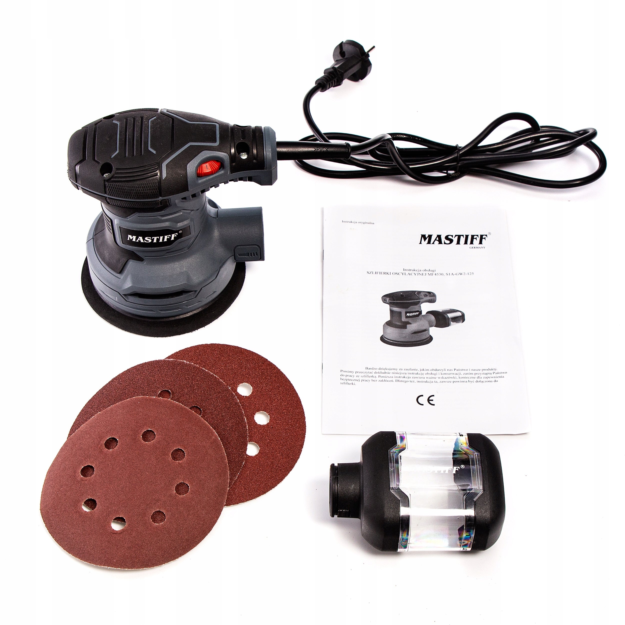 ELECTRIC OSCILLATING ECCENTRIC GRINDER WITH ADJUSTABLE ABRASIVE DISCS Brand Mastiff