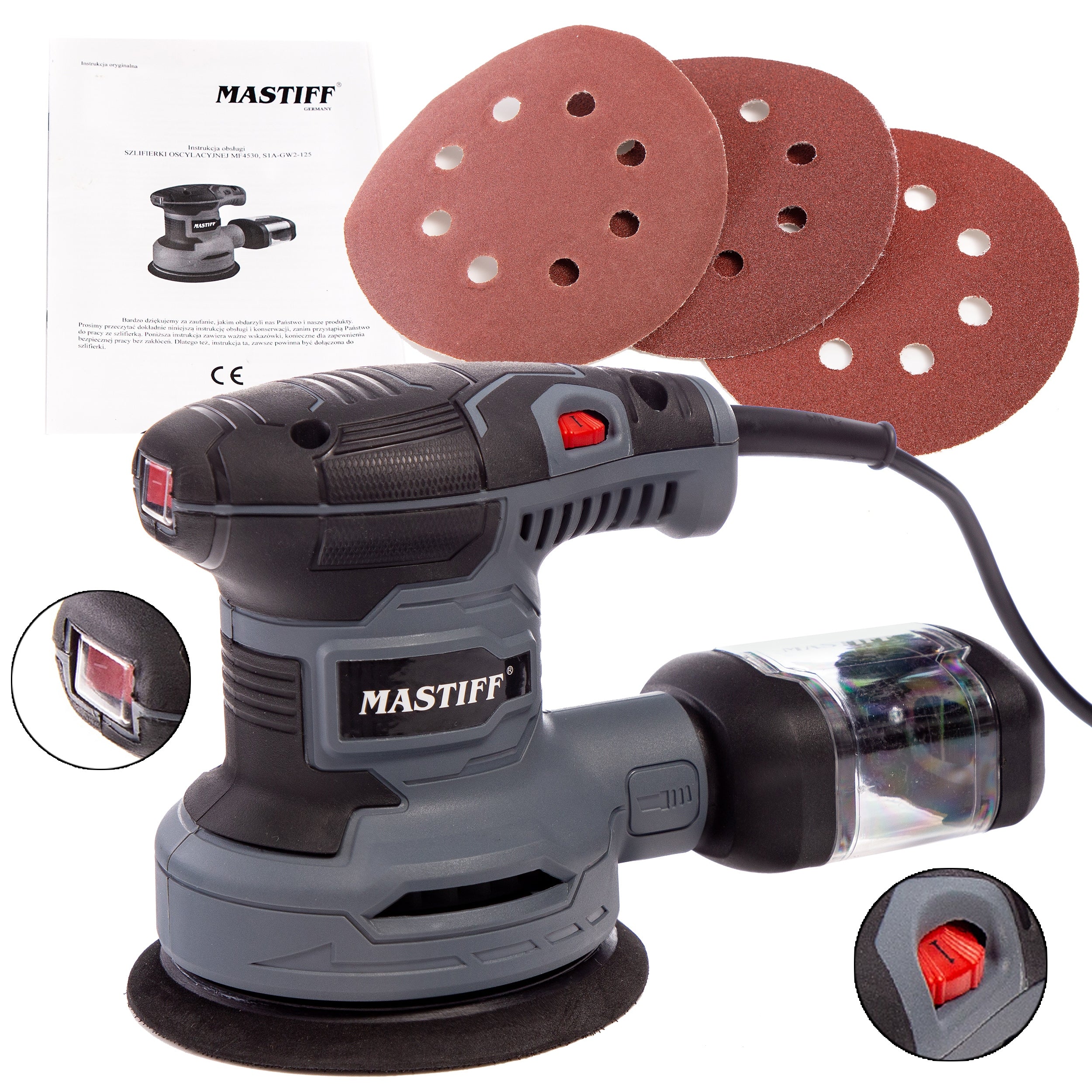 ELECTRIC OSCILLATING ECCENTRIC GRINDER WITH ADJUSTABLE ABRASIVE DISCS