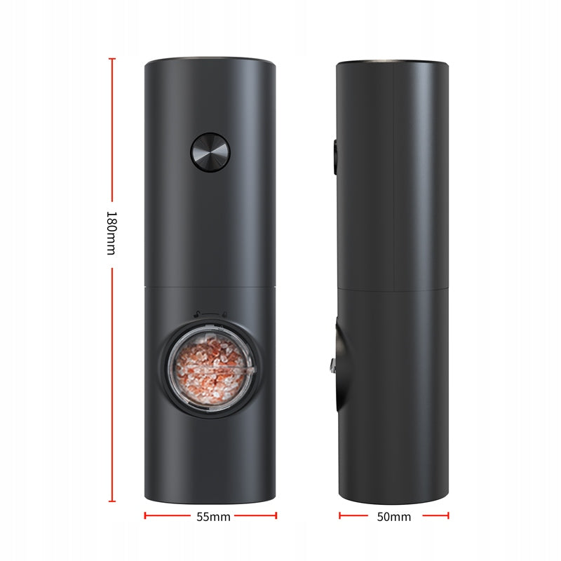 ELECTRIC PEPPER AND SALT GRINDER BATTERY OPERATED STRONG STAND SET x2 Dominant color black