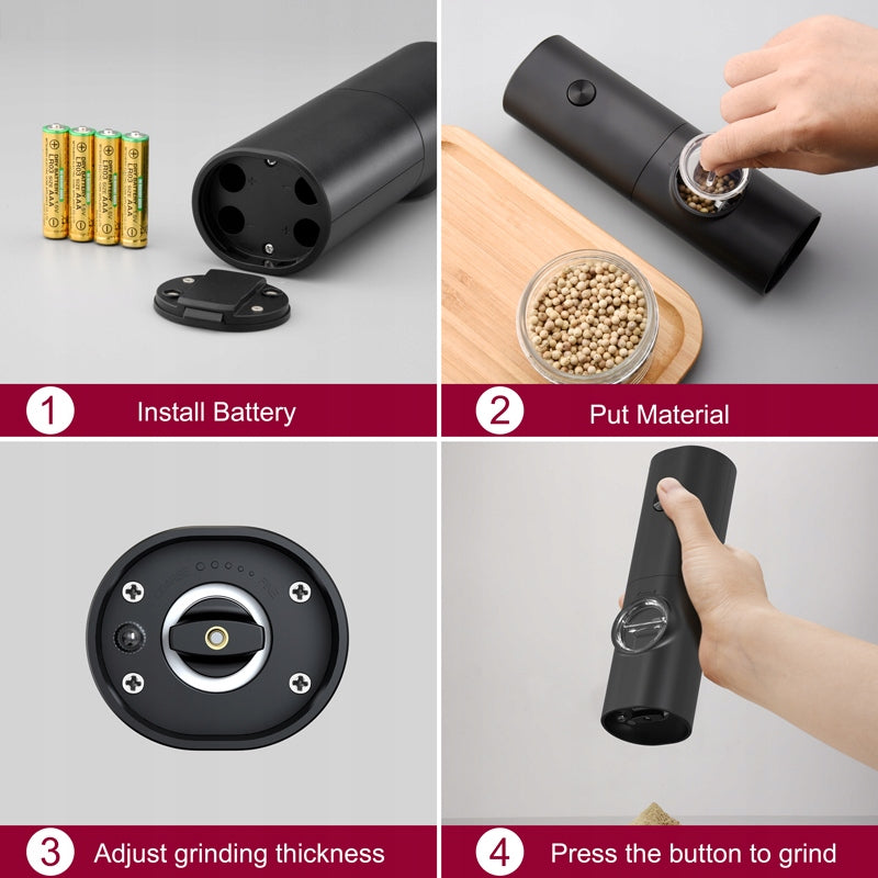 ELECTRIC PEPPER AND SALT GRINDER BATTERY OPERATED STRONG STAND SET x2 For spice grinding