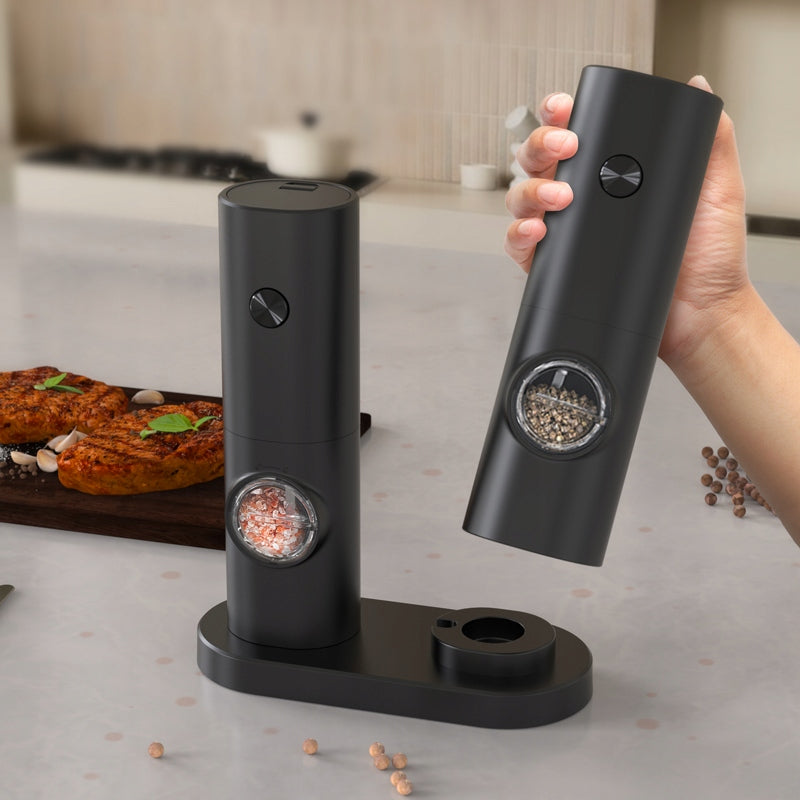 ELECTRIC PEPPER AND SALT GRINDER BATTERY OPERATED STRONG STAND SET x2 Grinding mechanism blades
