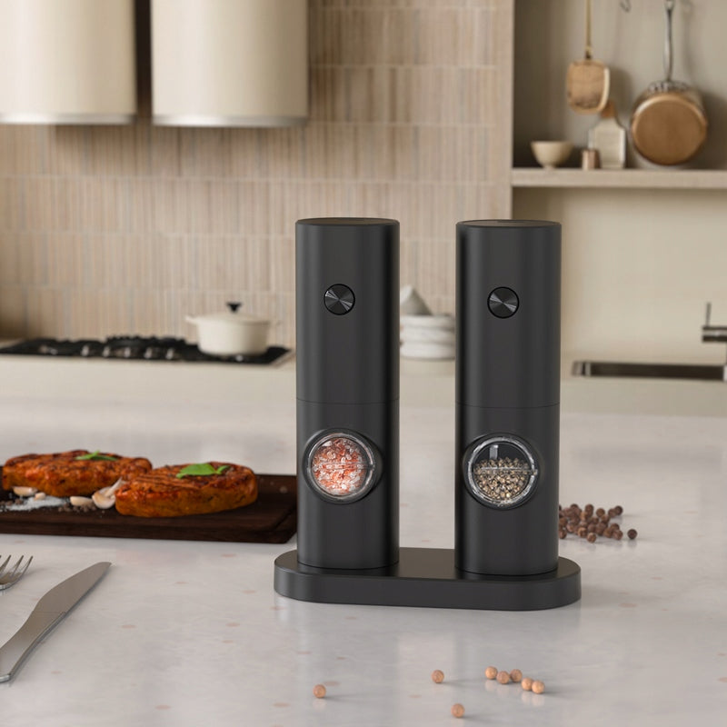 ELECTRIC PEPPER AND SALT GRINDER BATTERY OPERATED STRONG STAND SET x2 Model VK-14