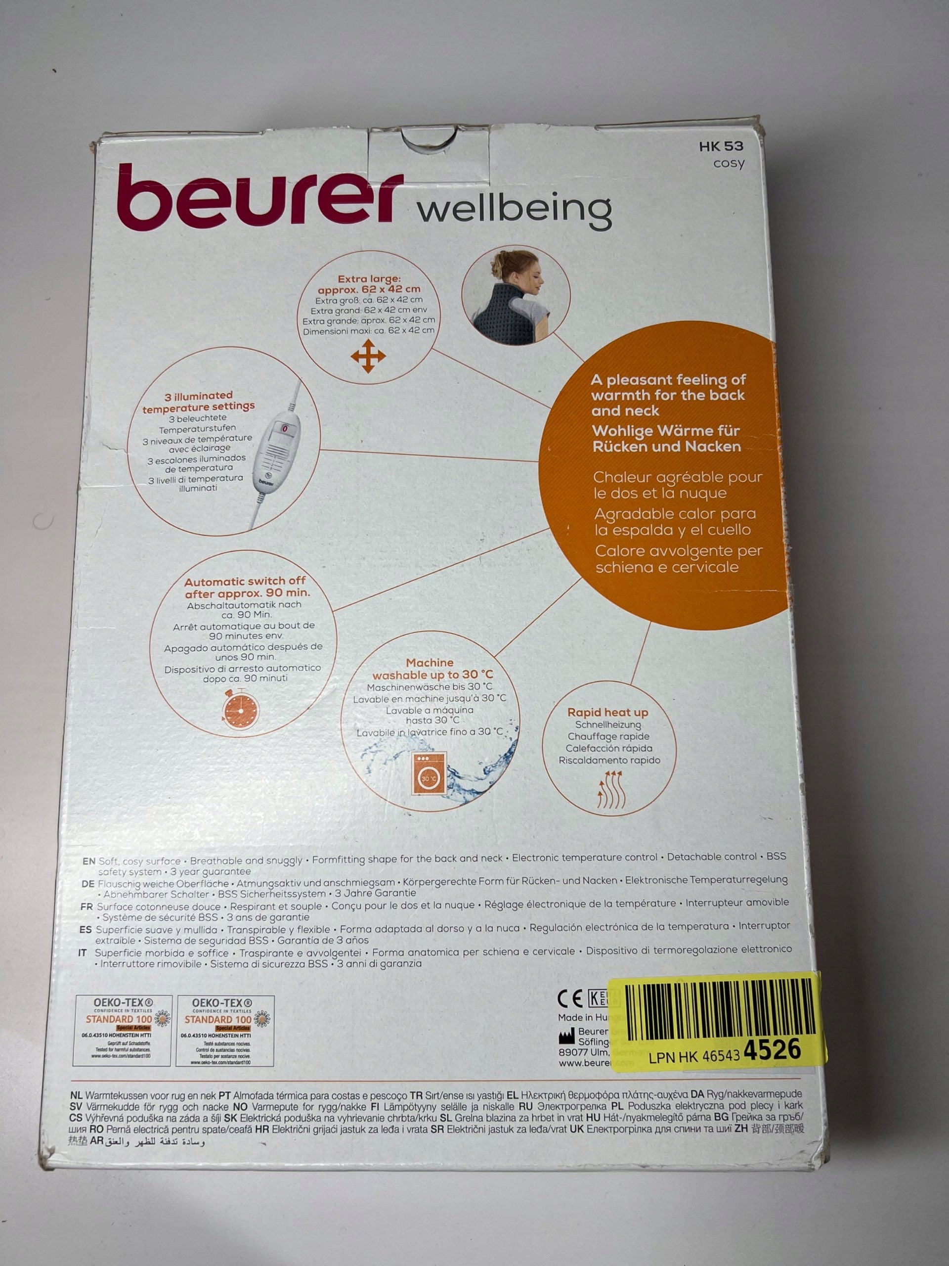 ELECTRIC PILLOW LARGE 62X42CM WARMING Beurer Brand Beurer