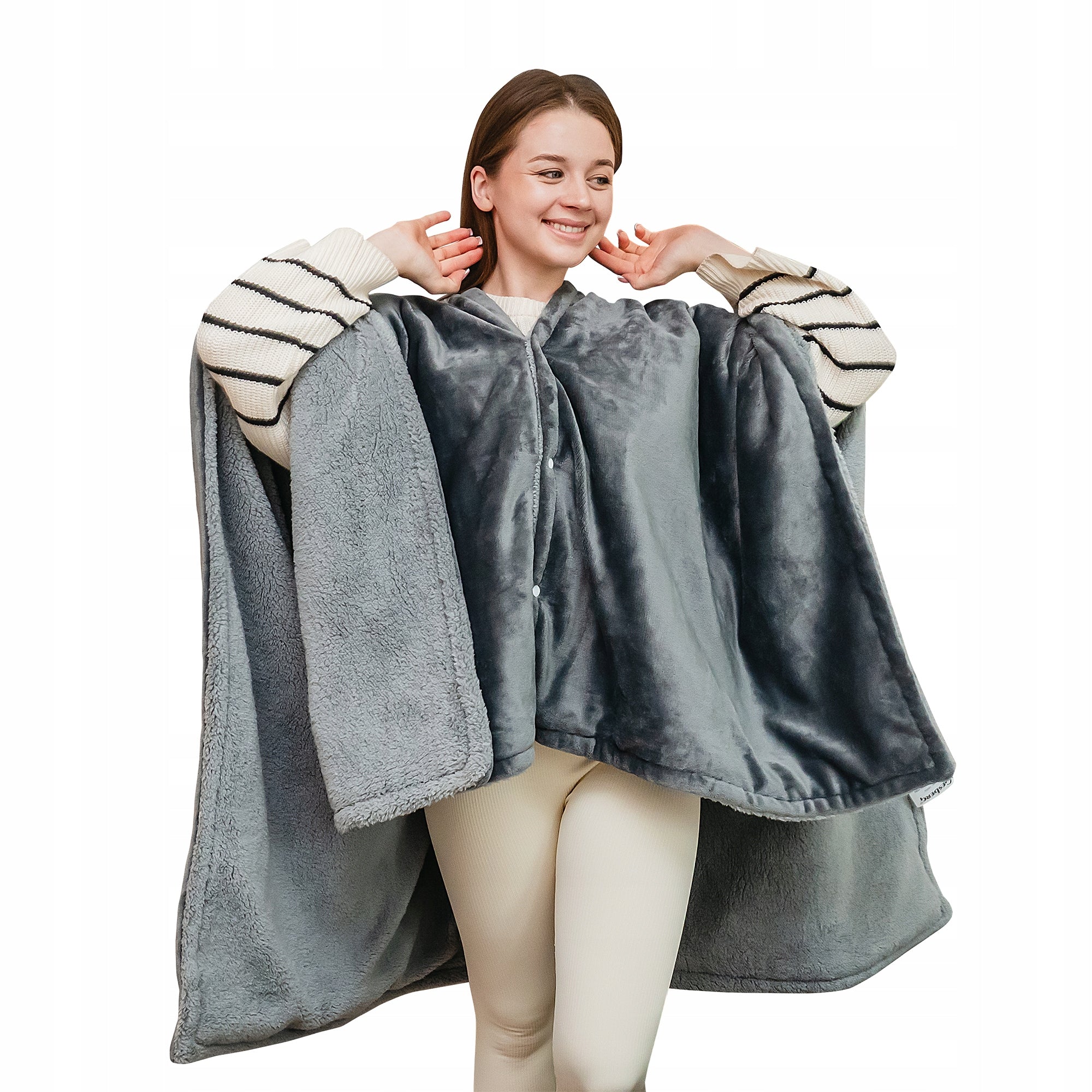ELECTRIC PONCHO-BLANKET LARGE FLEECE SOFT 160x130cm 160W
