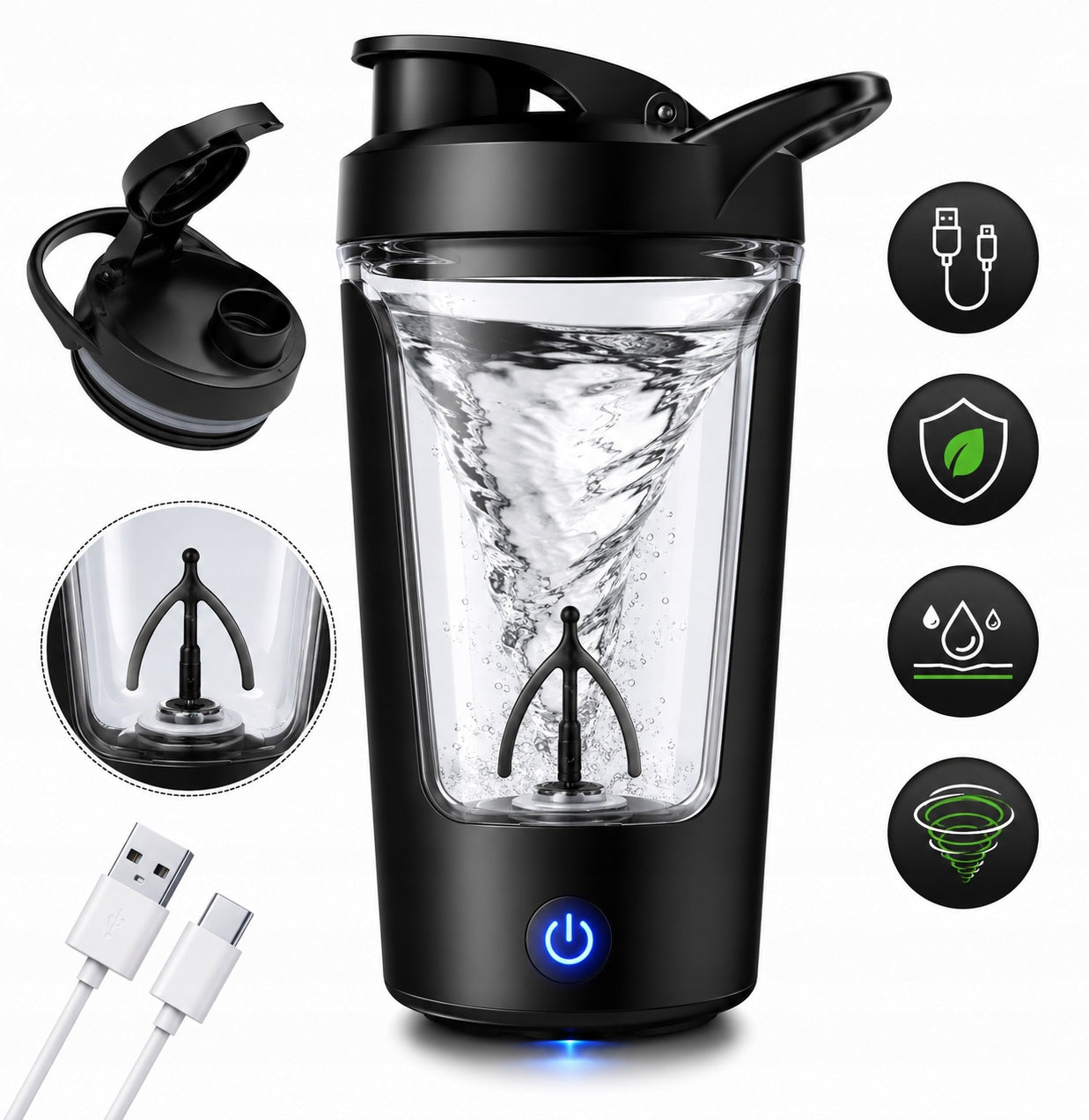 ELECTRIC PROTEIN SHAKER BOTTLE 450ML BOTTLE TRAINING BLENDER
