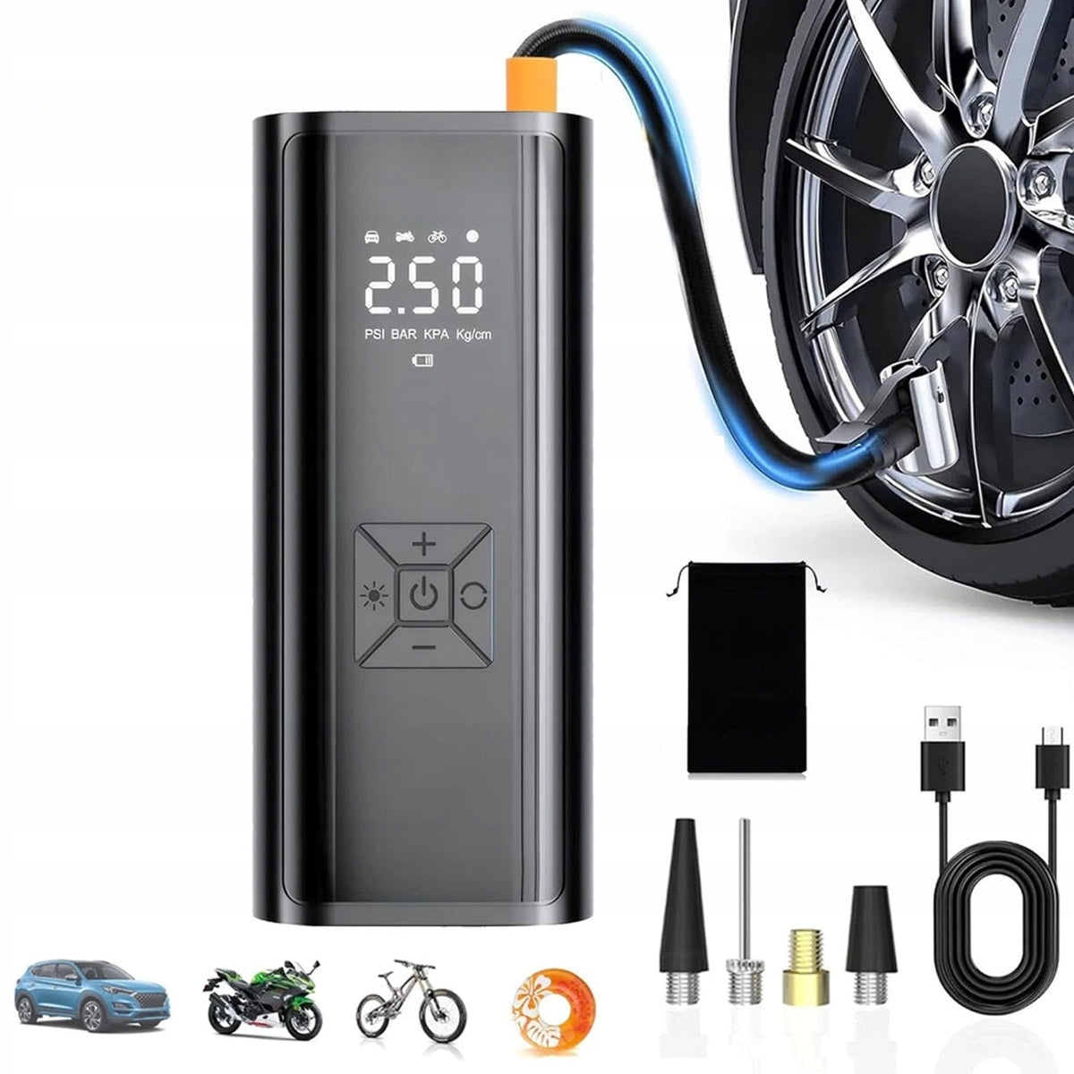 ELECTRIC PUMP CORDLESS CAR BICYCLE WHEEL COMPRESSOR Packaging status original