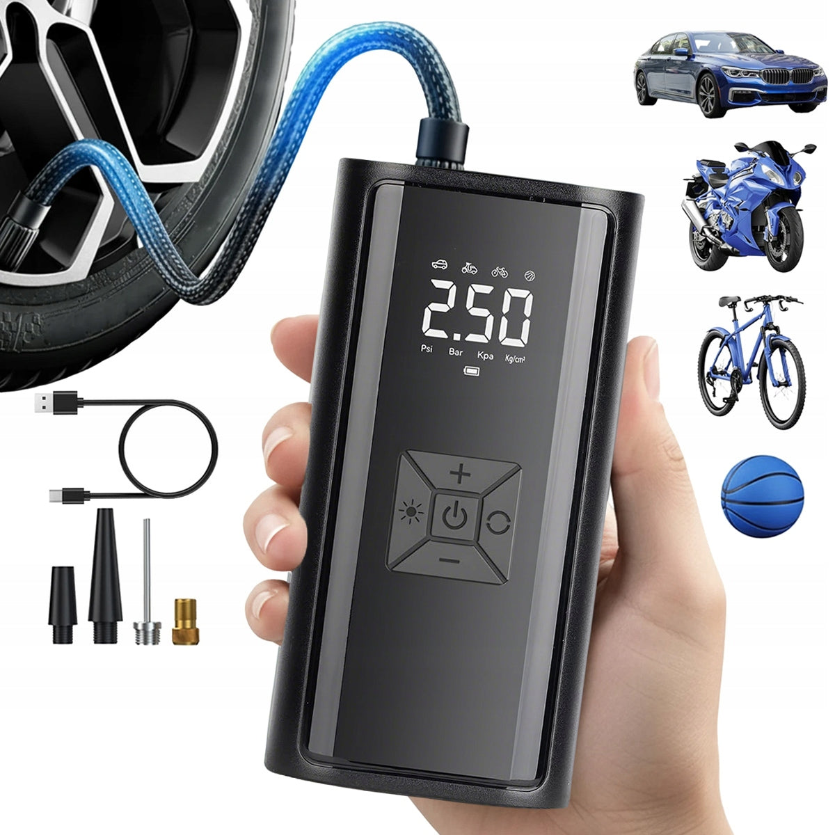 ELECTRIC PUMP CORDLESS CAR BICYCLE WHEEL COMPRESSOR