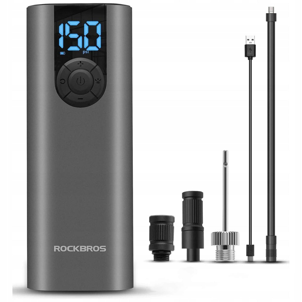 ELECTRIC PUMP FOR TIRES, BICYCLE, MOTORCYCLE 150PSI 5200mAh USB-C ROCKBROS Packaging status original