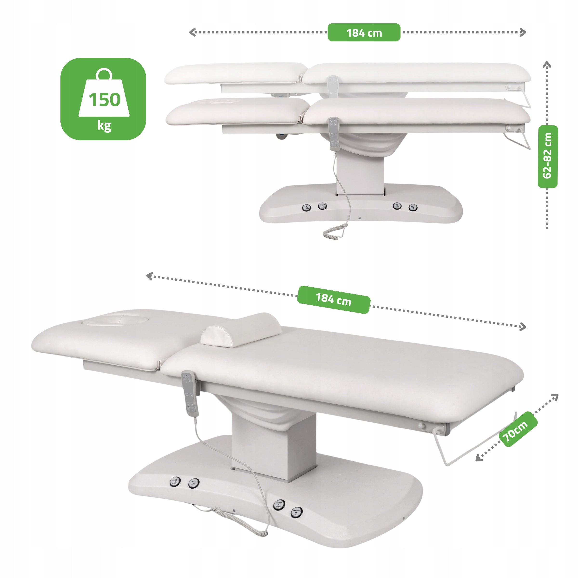 ELECTRIC REHABILITATION TABLE FOR MASSAGE ESTELLA ERGO 2 WHITE REMOTE CONTROL HABYS Manufacturer code ŁÓŻKO STÓŁ STACJONARNY DO MASAŻU