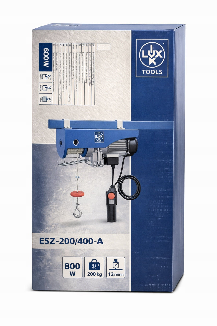ELECTRIC ROPE WINCH LUX TOOLS ESZ-200/400-A 200/400KG Manufacturer code ESZ-200/400-A