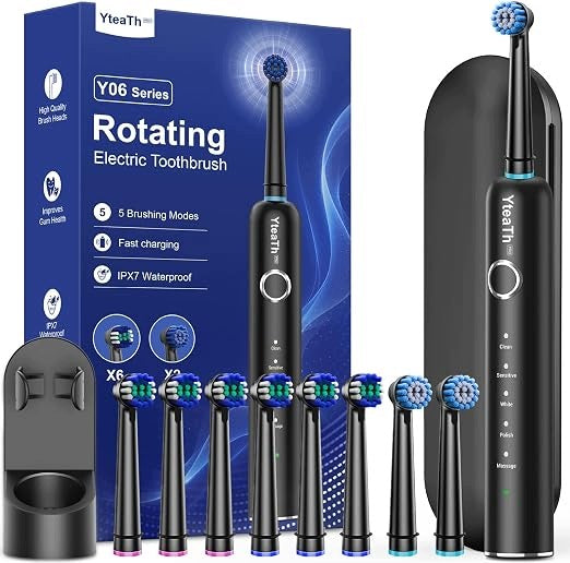 ELECTRIC ROTARY TOOTHBRUSH YTEATH Y06 50000 VPM 8 TIPS CASE
