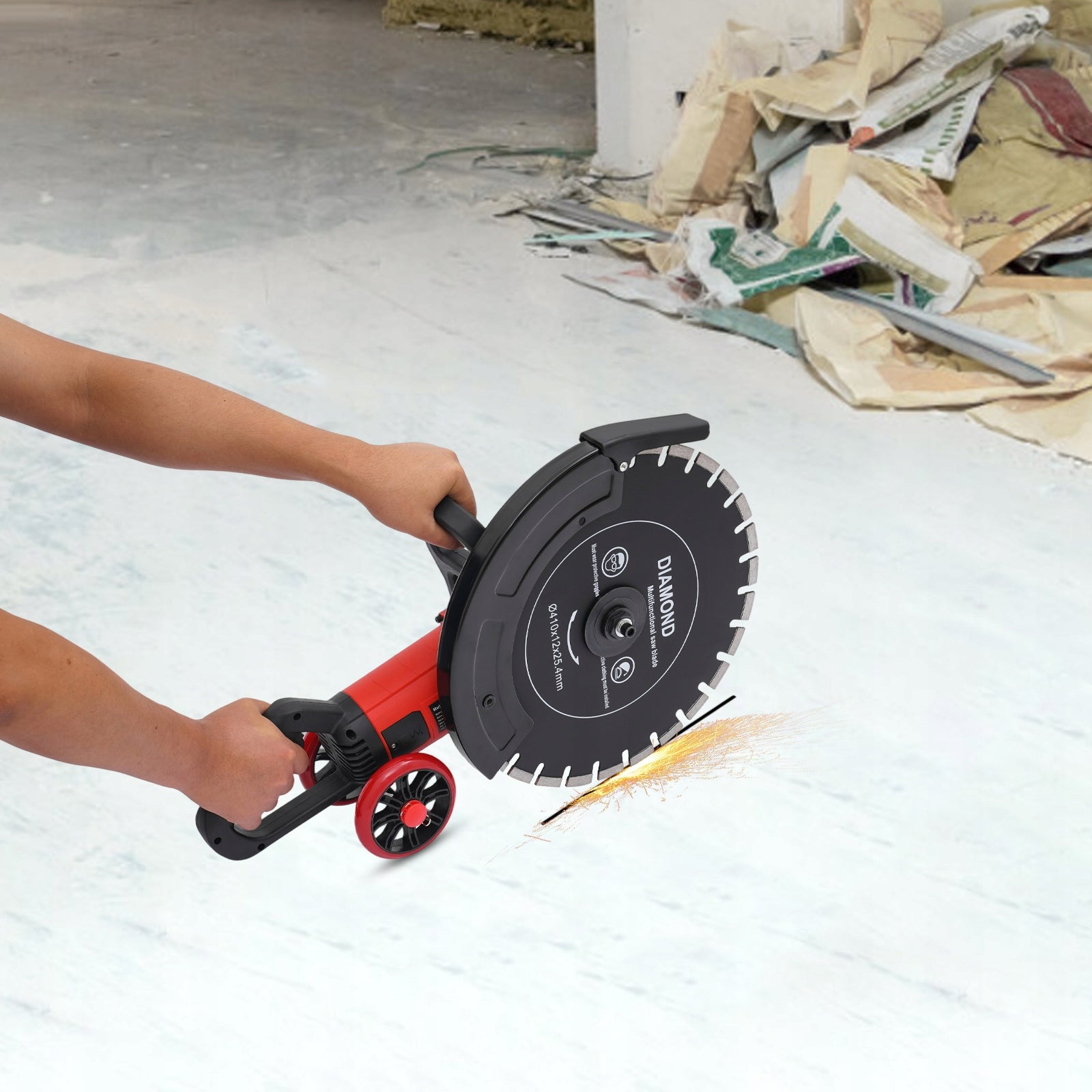 ELECTRIC SAW FOR CONCRETE/METAL/RED BRICK 4KW PURE COPPER MOTOR 410MM DISC Saw bore diameter 25.4 mm