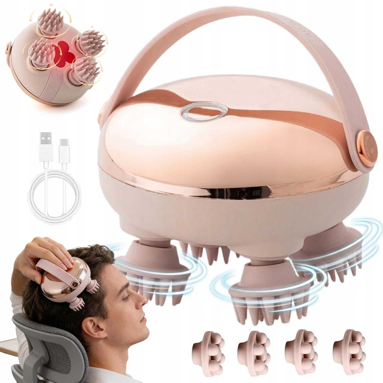 ELECTRIC SCALP MASSAGER WITH RED LIGHT THERAPY WATERPROOF