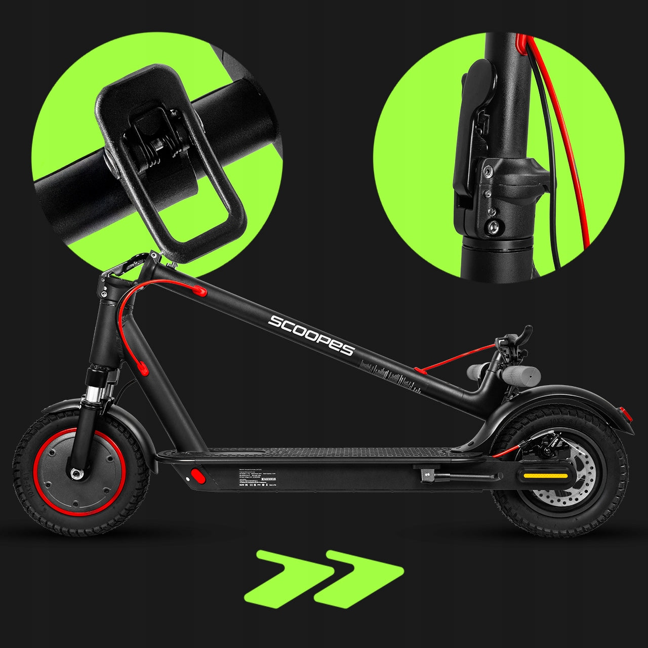 ELECTRIC SCOOTER 10 Ah 350W RANGE 35 HP LARGE WHEELS 10" WITH SHOCK ABSORPTION Engine power 350 W
