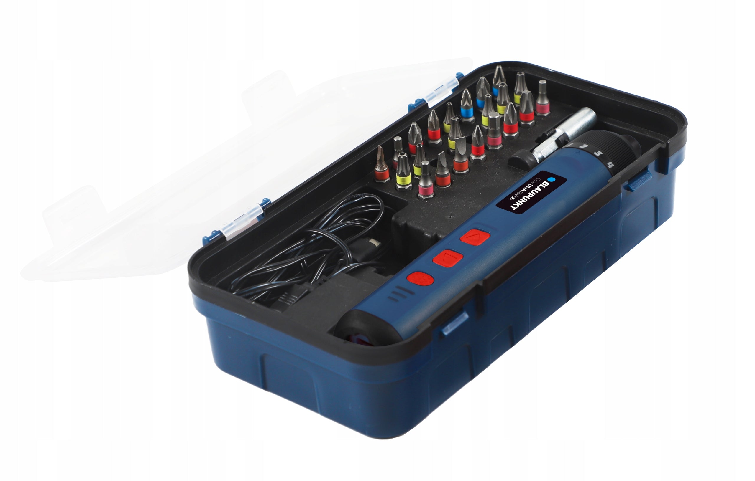ELECTRIC SCREWDRIVER CORDLESS SCREWDRIVER 4V BLAUPUNKT SET OF 26 BITS Brand Blaupunkt