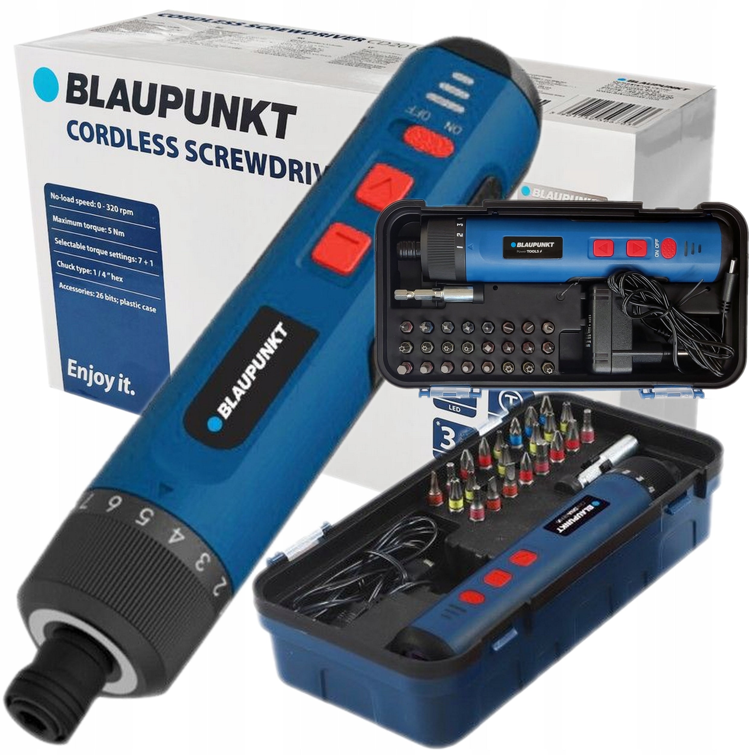 ELECTRIC SCREWDRIVER CORDLESS SCREWDRIVER 4V BLAUPUNKT SET OF 26 BITS EAN (GTIN) 5901750506703