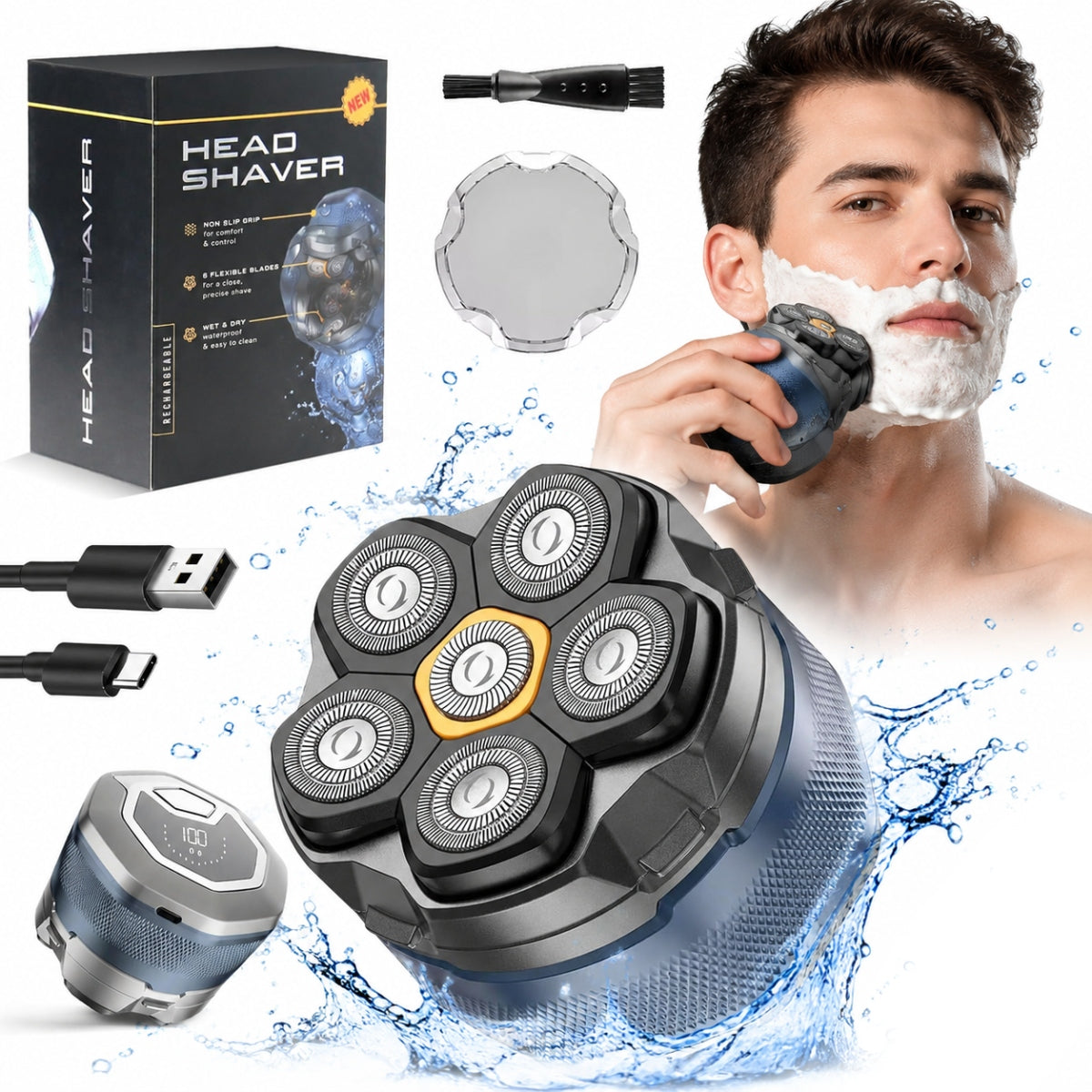 ELECTRIC SHAVER 6 HEADS WATERPROOF 1400MAH FOR BEARD AND BODY SHAVING