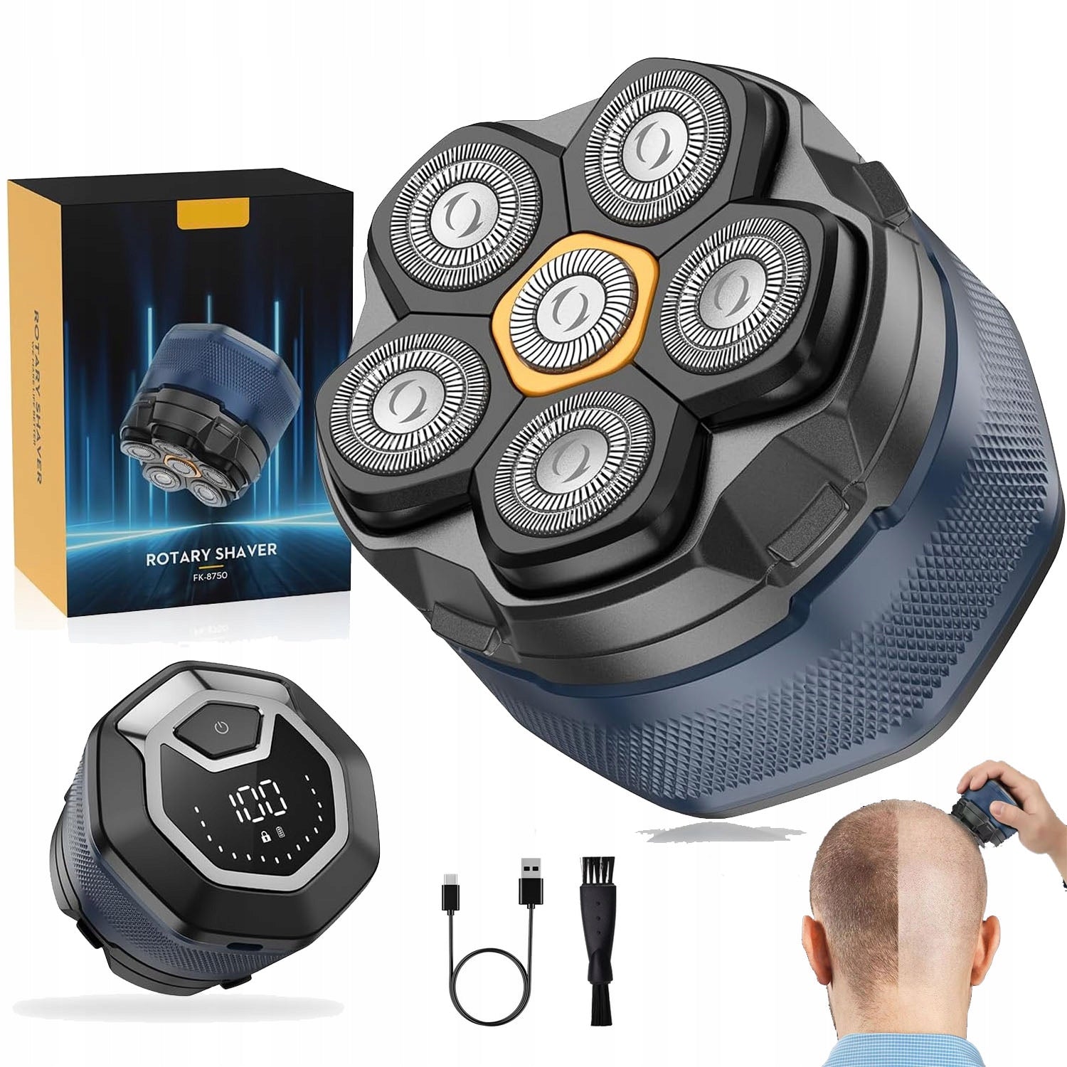 ELECTRIC SHAVER MALE SHAVING HEAD MAGNETIC 6 BLADES 6D IPX7