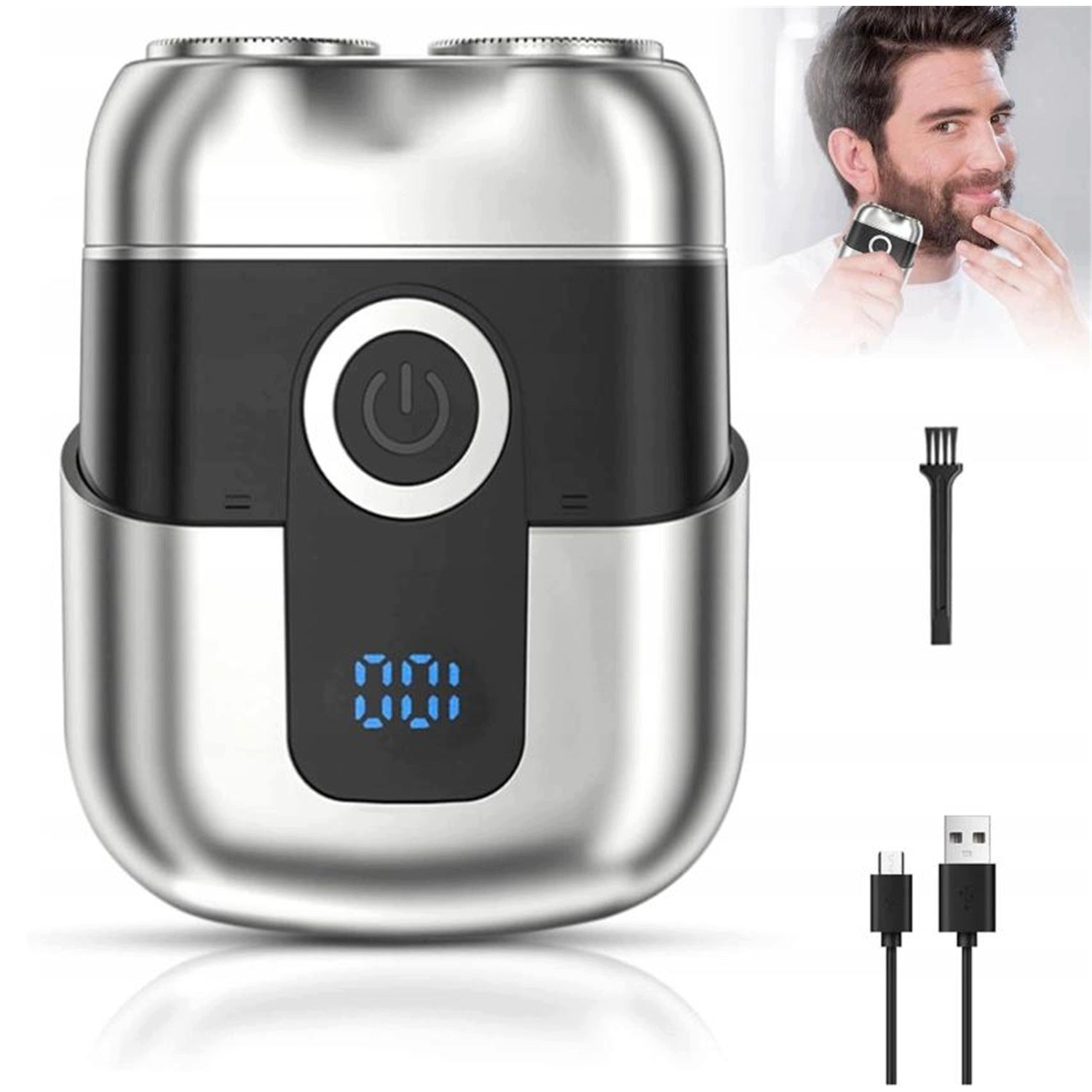 ELECTRIC SHAVER POCKET DOUBLE HEAD IP6 LED POWER 5W TYPE-C