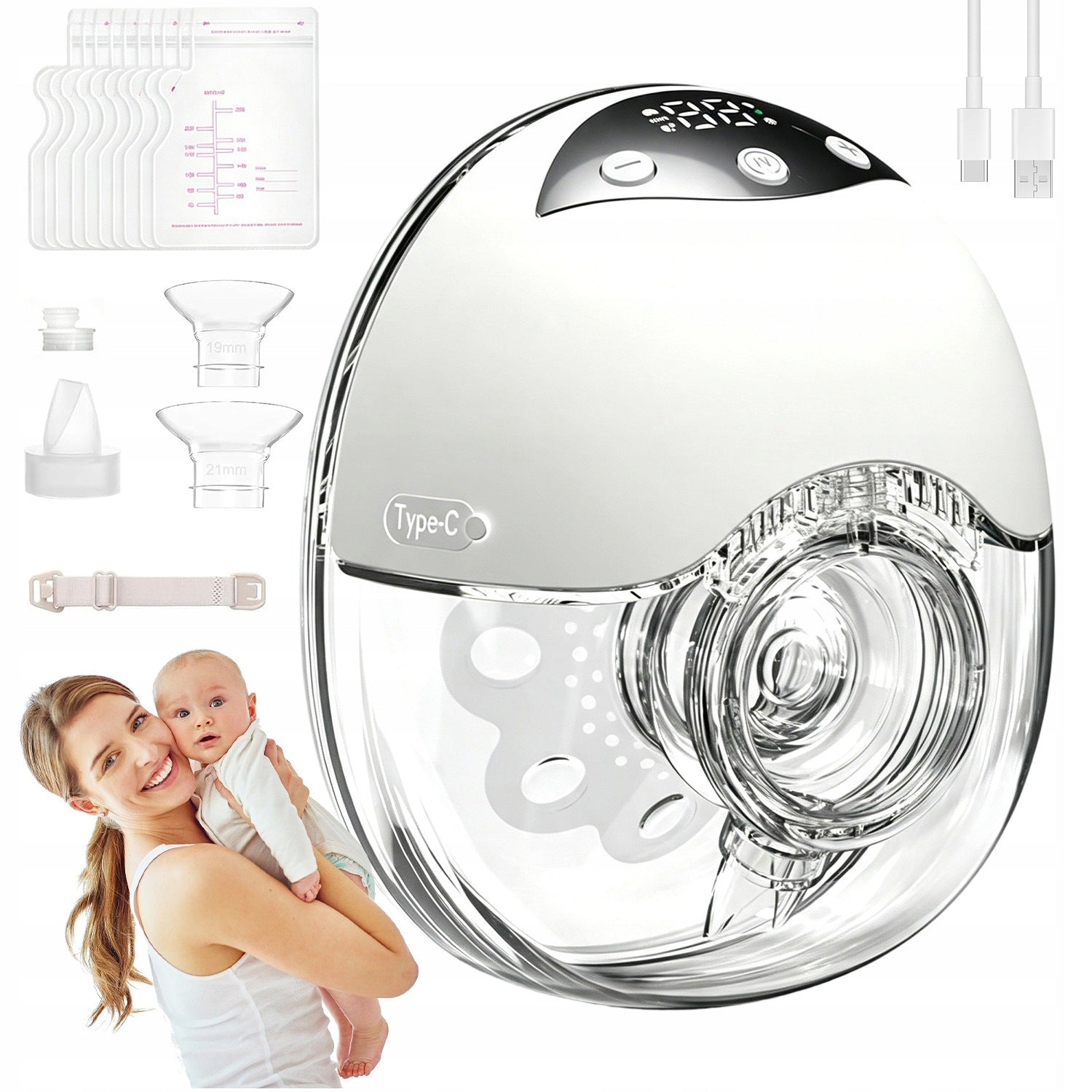 ELECTRIC SHELL BREAST PUMP 4 MODES DUAL WIRELESS 1200mAh
