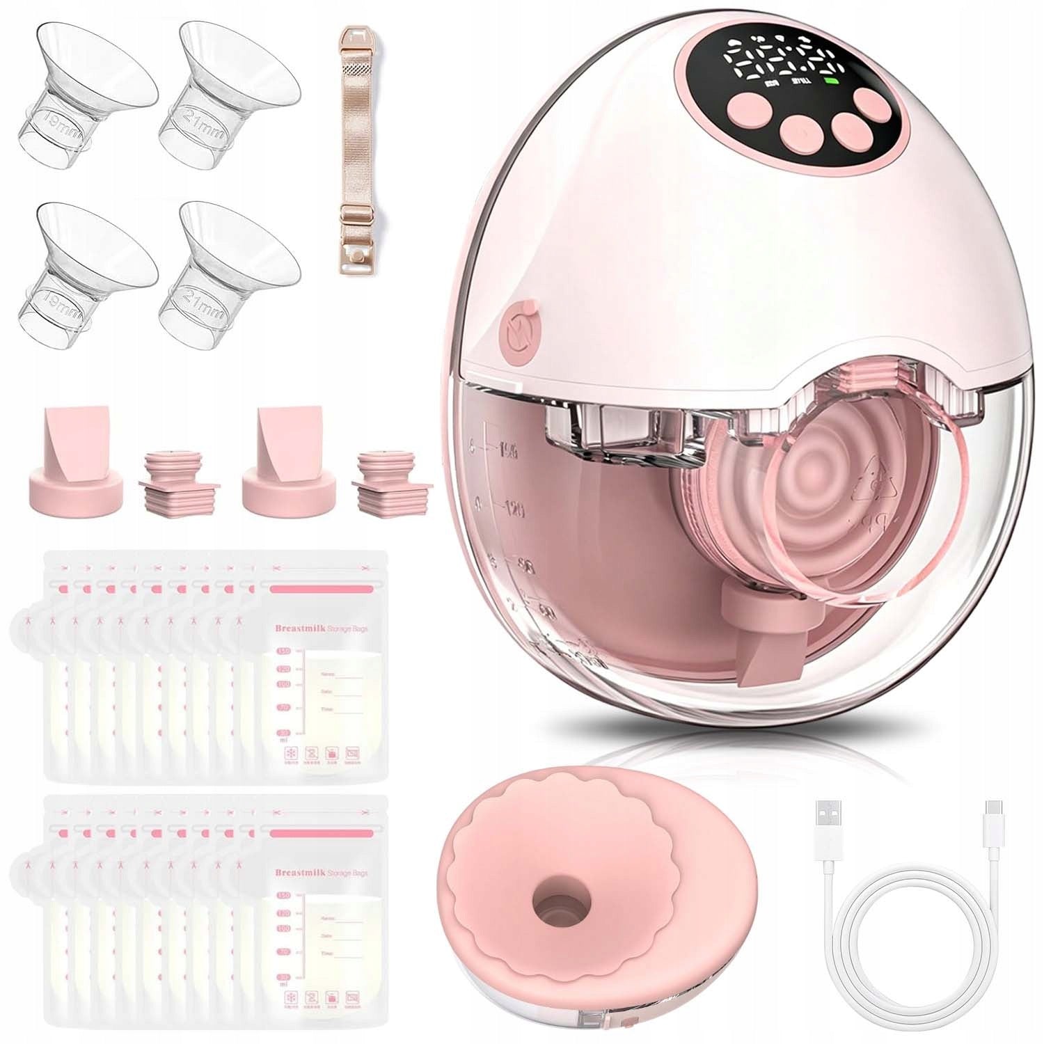ELECTRIC SHELL BREAST PUMP WIRELESS HANDS-FREE QUIET 160ML 1200MAH
