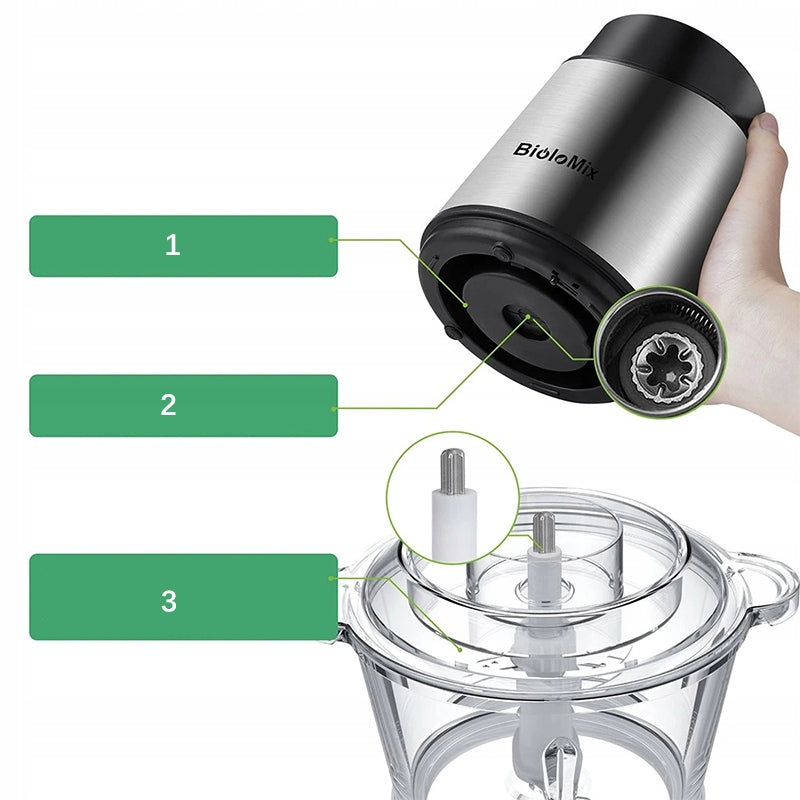 ELECTRIC SHREDDER 500W 2L GLASS 4 BLADES STAINLESS STEEL SET Manufacturer code P6001