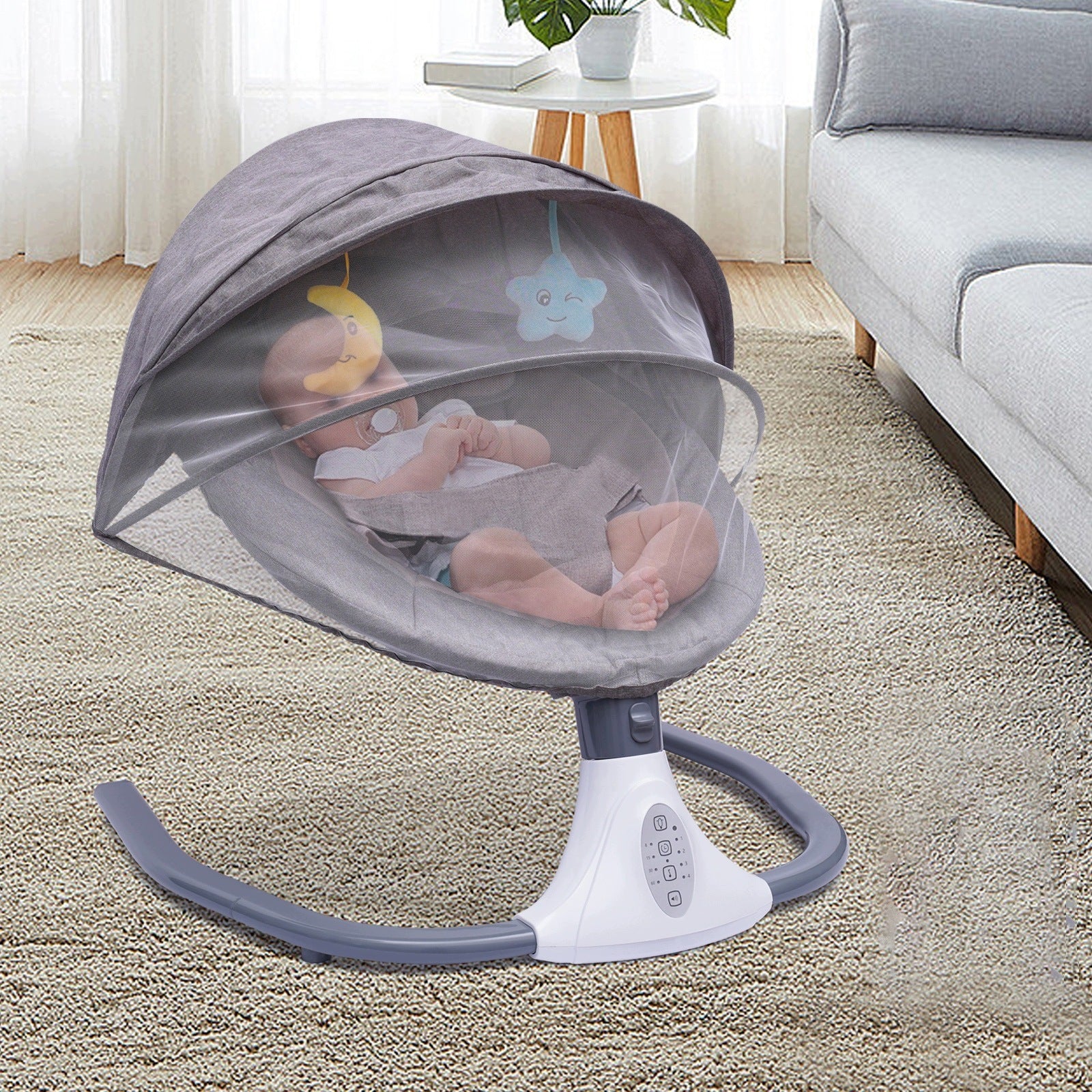 ELECTRIC SILENT SWING FOR BABIES WITH A LIFTING CAPACITY OF 20KG WITH BLUETOOTH FUNCTION Packaging status original