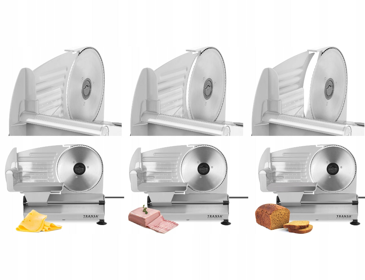 ELECTRIC SLICER FOR BREAD COAL CHEESE VEGETABLES SLICERO TWO BLADES 150W Dominant color silver/gray
