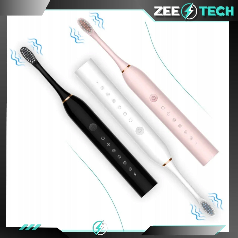 ELECTRIC SONIC TOOTHBRUSH 6 TIMER MODES + 4 TIPS Brand ZeeTech