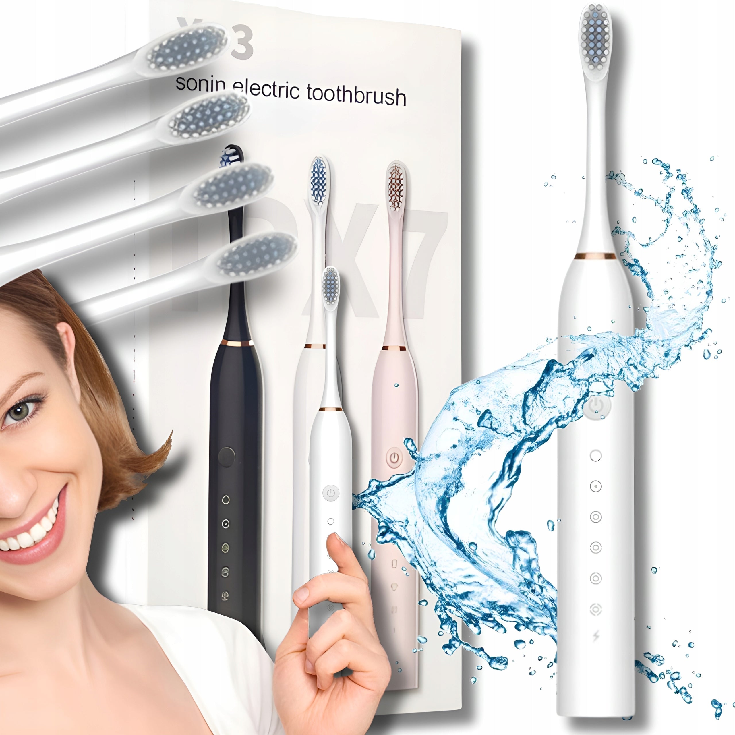 ELECTRIC SONIC TOOTHBRUSH 6 TIMER MODES + 4 TIPS