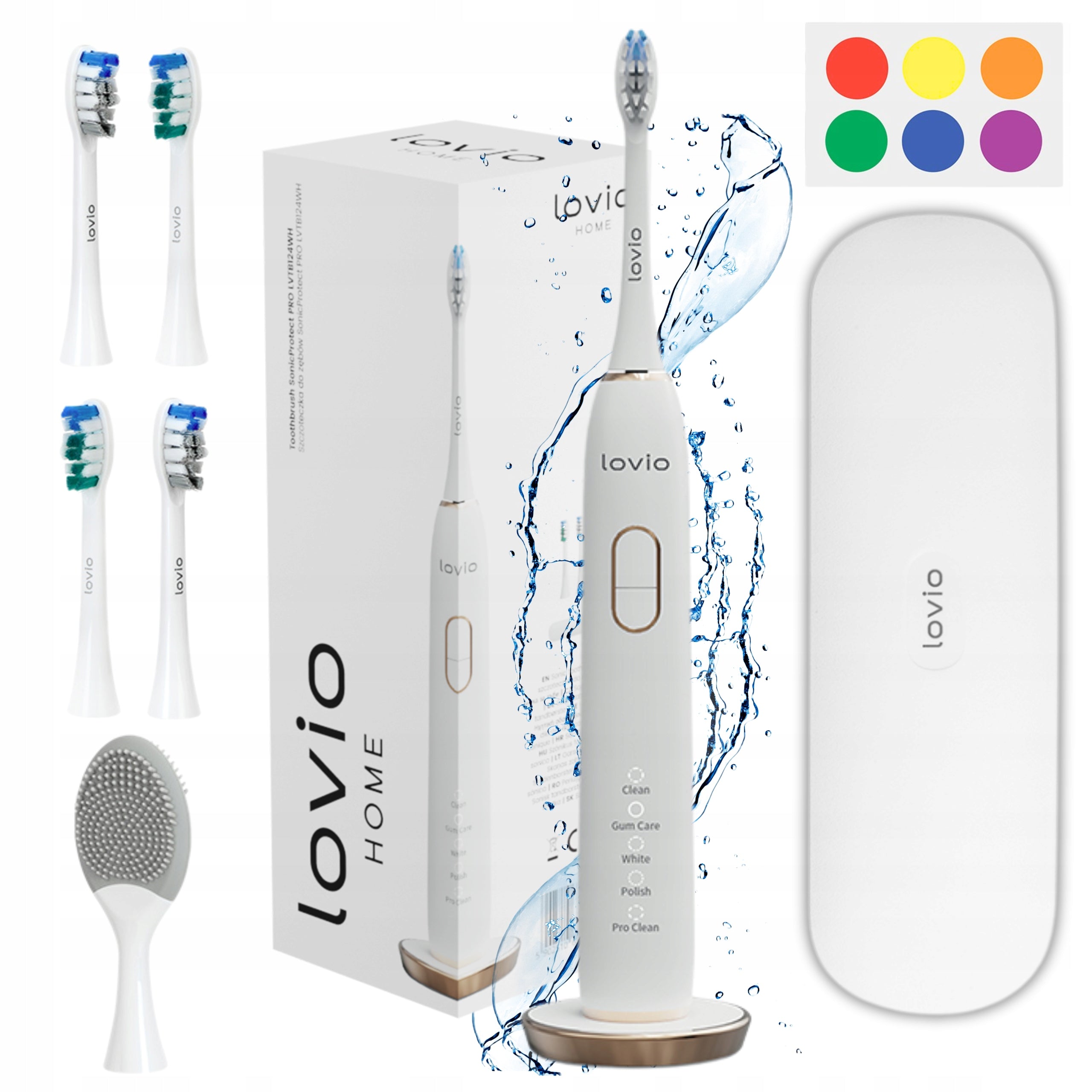ELECTRIC SONIC TOOTHBRUSH CASE + 5 tips white INDUCTION